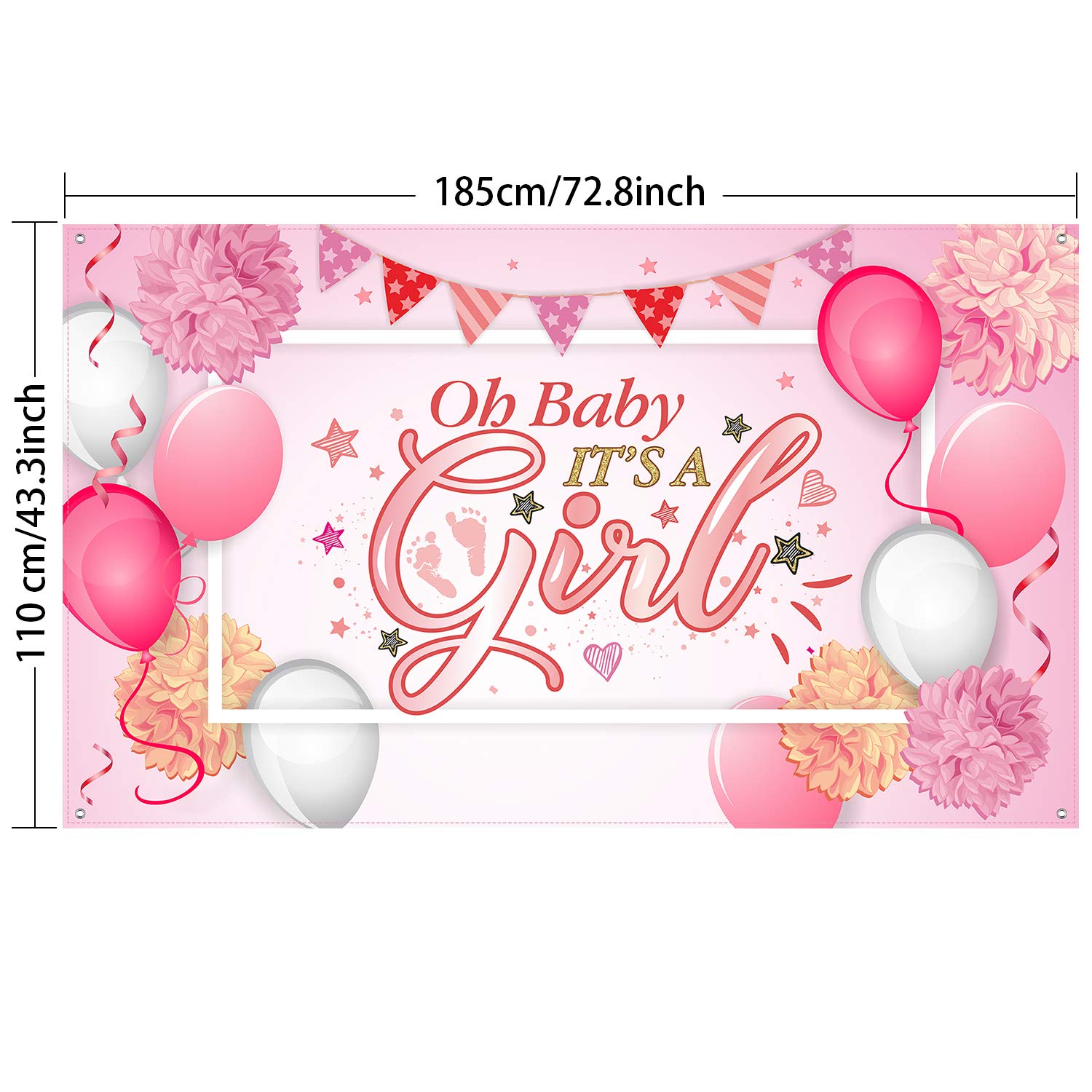 Blulu Baby Shower Party Backdrop Decorations, Large Durable Fabric Made Baby Shower Banner Backdrop Photo Booth Background For B