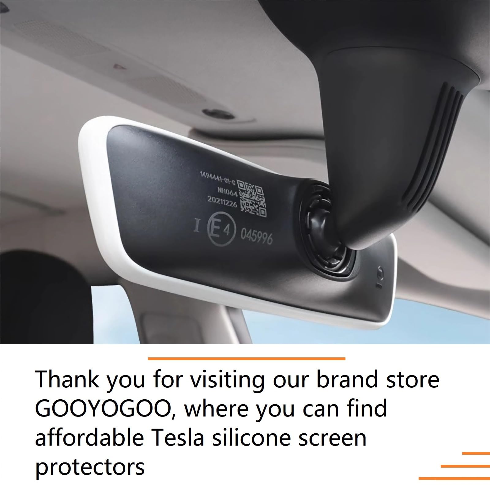 Screen Protector Silicon Frame + Rear View Mirror Cover For Tesla Model 3 (2017 2023) Model Y, 15'' Center Control Touchscreen,G