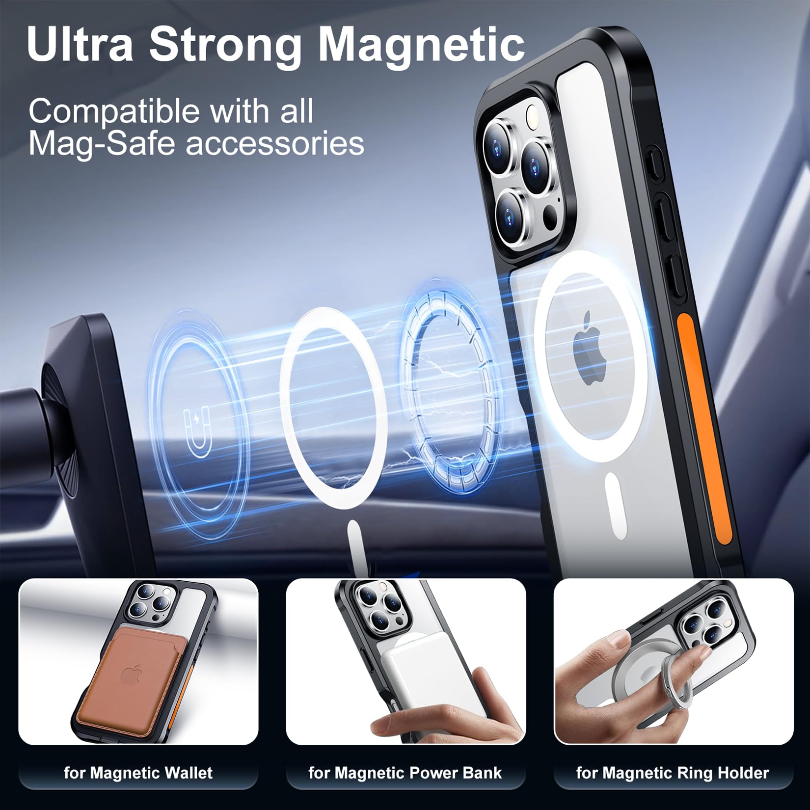 Red2Fire Designed For Iphone 16 Pro Case,[Built In 9H Tempered Glass Screen Protector][Compatible With Magsafe][360 Full Body] [