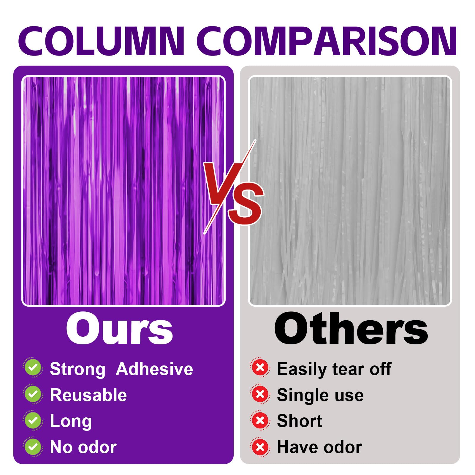 3 Pack 3.3 Ft X 9.9 Ft Purple Tinsel Curtain Party Backdrop Decorations, Metallic Foil Fringe Backdrop Door For Bachelorette Par