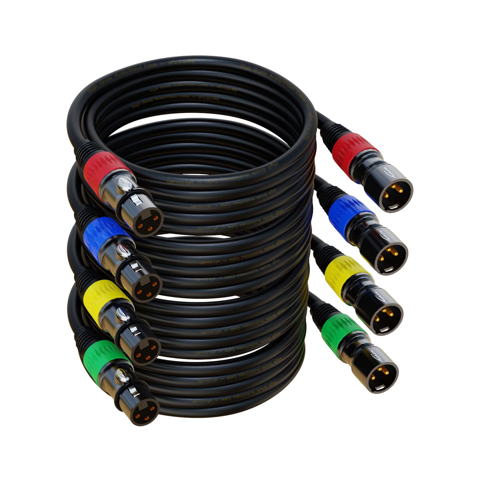 Auxlink Xlr Cable 100Ft 4Pack, Microphone Cable Xlr Male To Female Mic Cable Gold Plated 3 Pins, Xlr Speaker Cables Compatible W