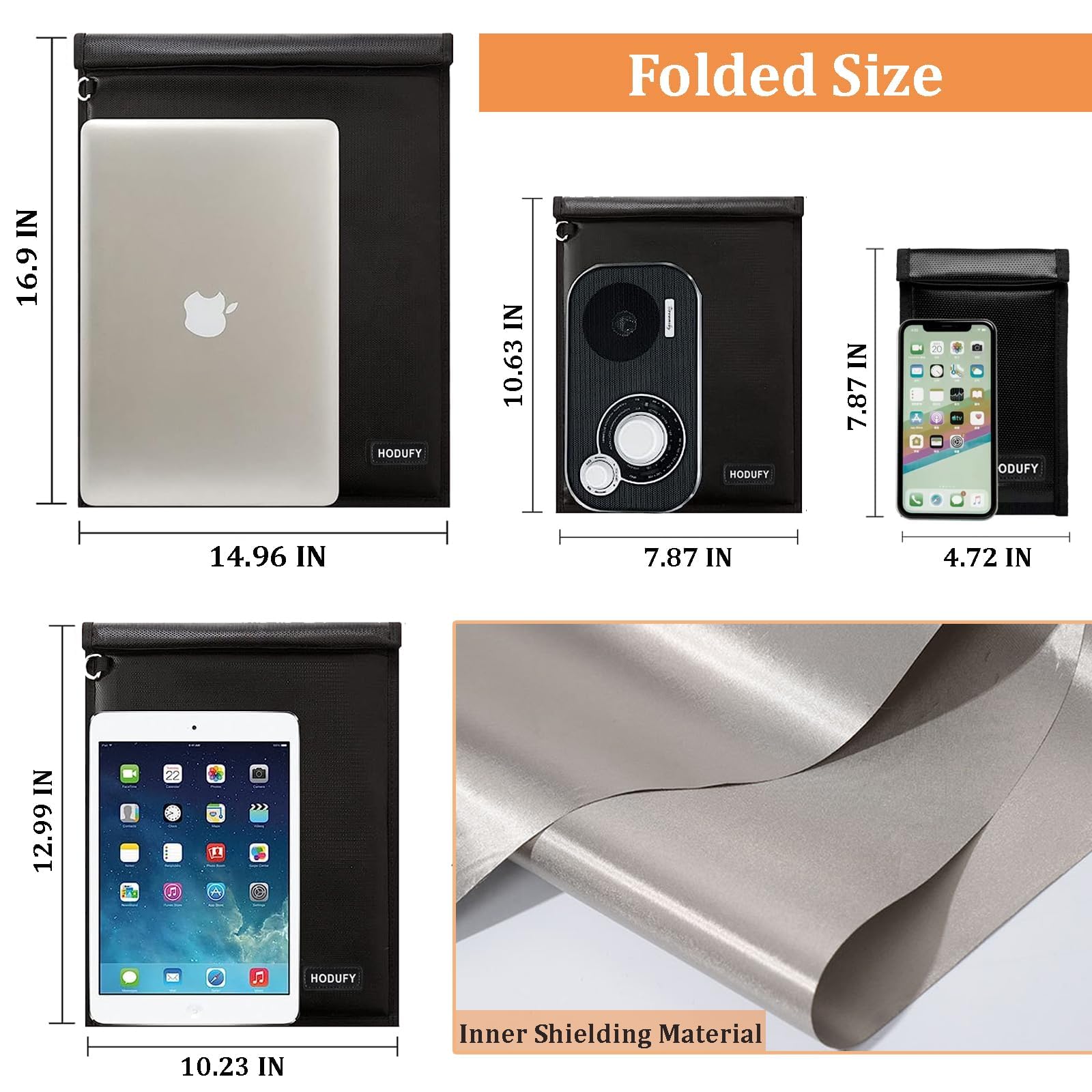 4 Pack Faraday Bags For Laptops & Tablet & Radio & Car Keys, Faraday Cage, Faraday Key Fob Protector, Waterproof & Fireproof Rfi