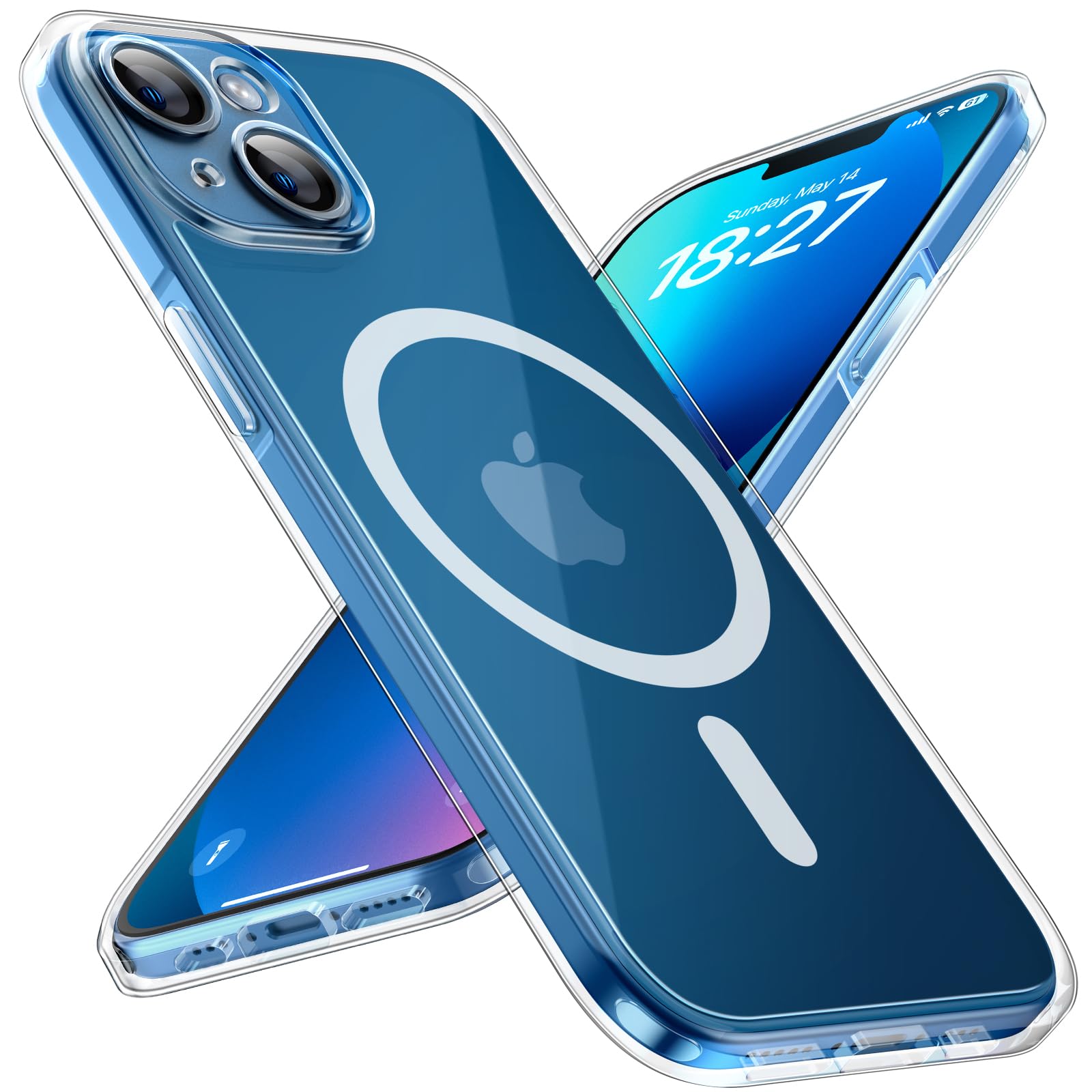 Tocol Magnetic For Iphone 13 Case, [Non Yellowing] [Full Camera Protection] [Compatible With Magsafe] [13Ft Military Grade Prote