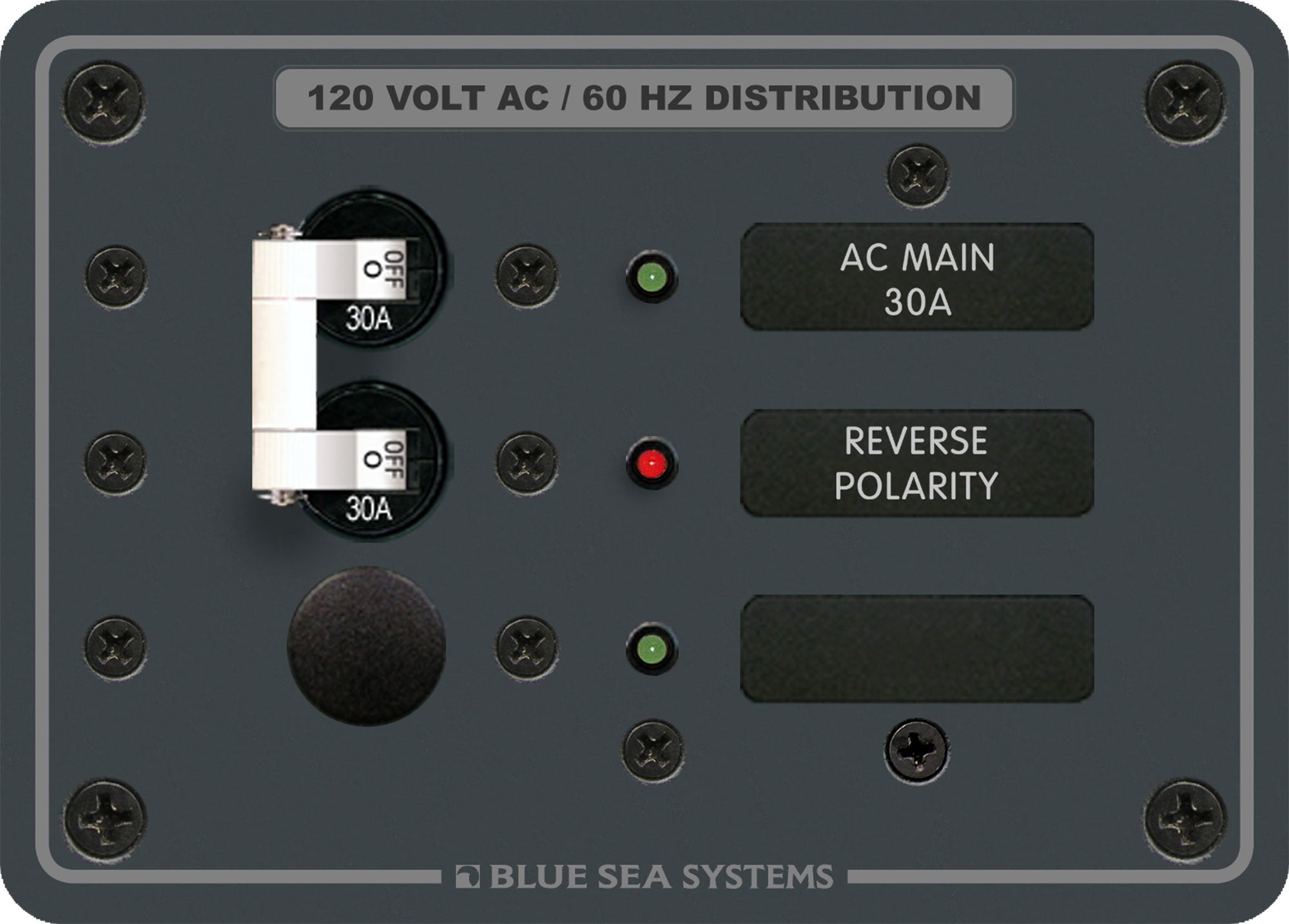 Blue Sea Systems 8029 Panel Ac Toggle/1 Blank Traditional Metal Panel   Ac Main + 1 Positions
