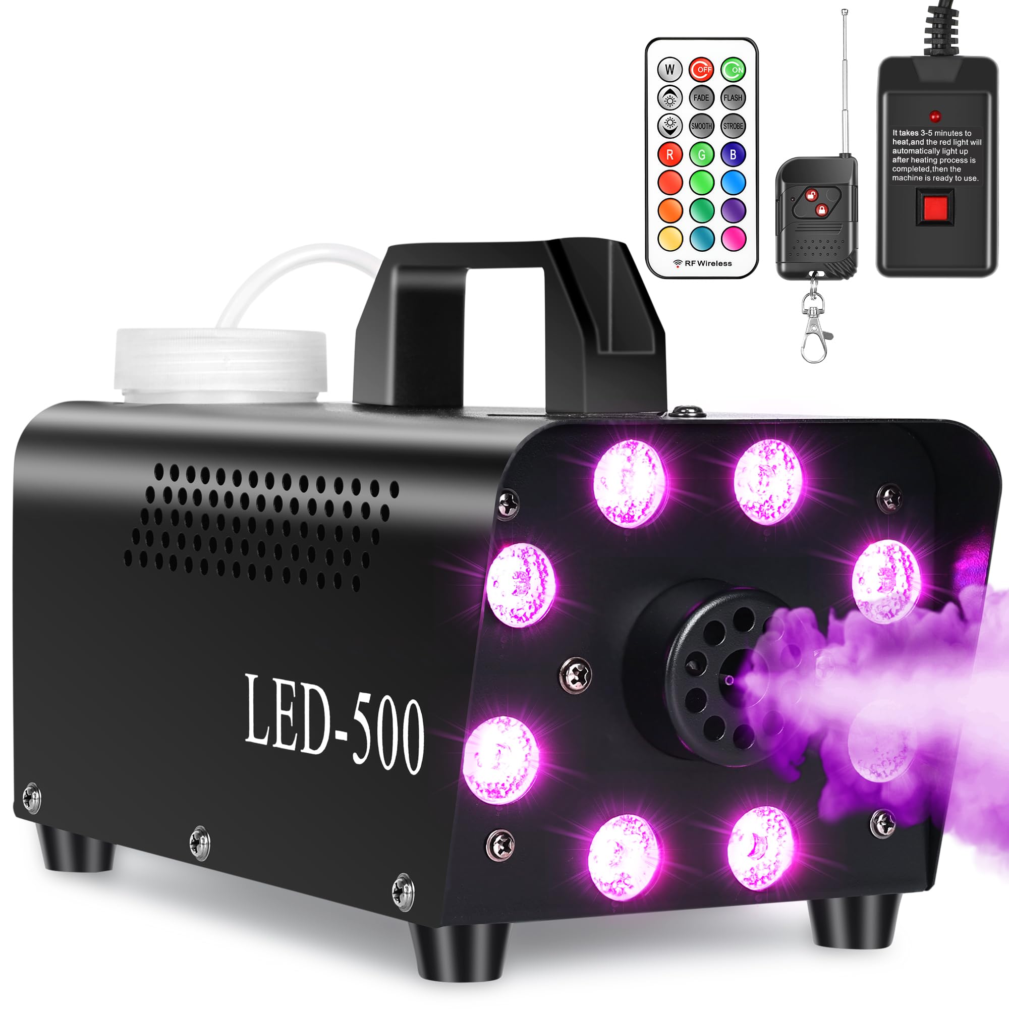 Fog Machine, Smoke Machine With 13 Colors 8 Led Lights For Halloween Indoor Outdoor Party