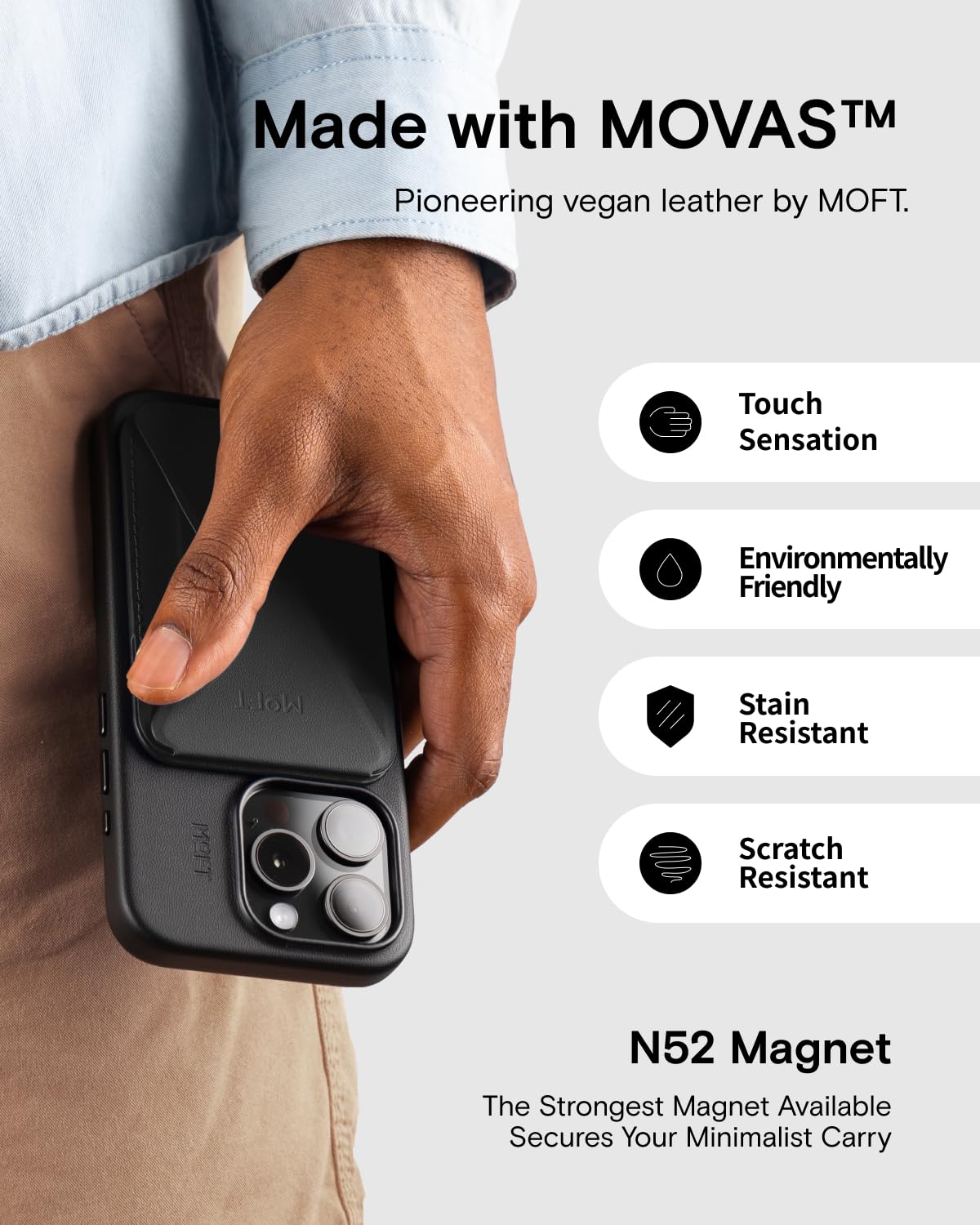 Moft Magsafe Wallet For Iphone 15/14/13/12 Series, Strong Magnetic Phone Card Holder Fit 2 Cards & 3 Viewing Angles & Stain-Resi