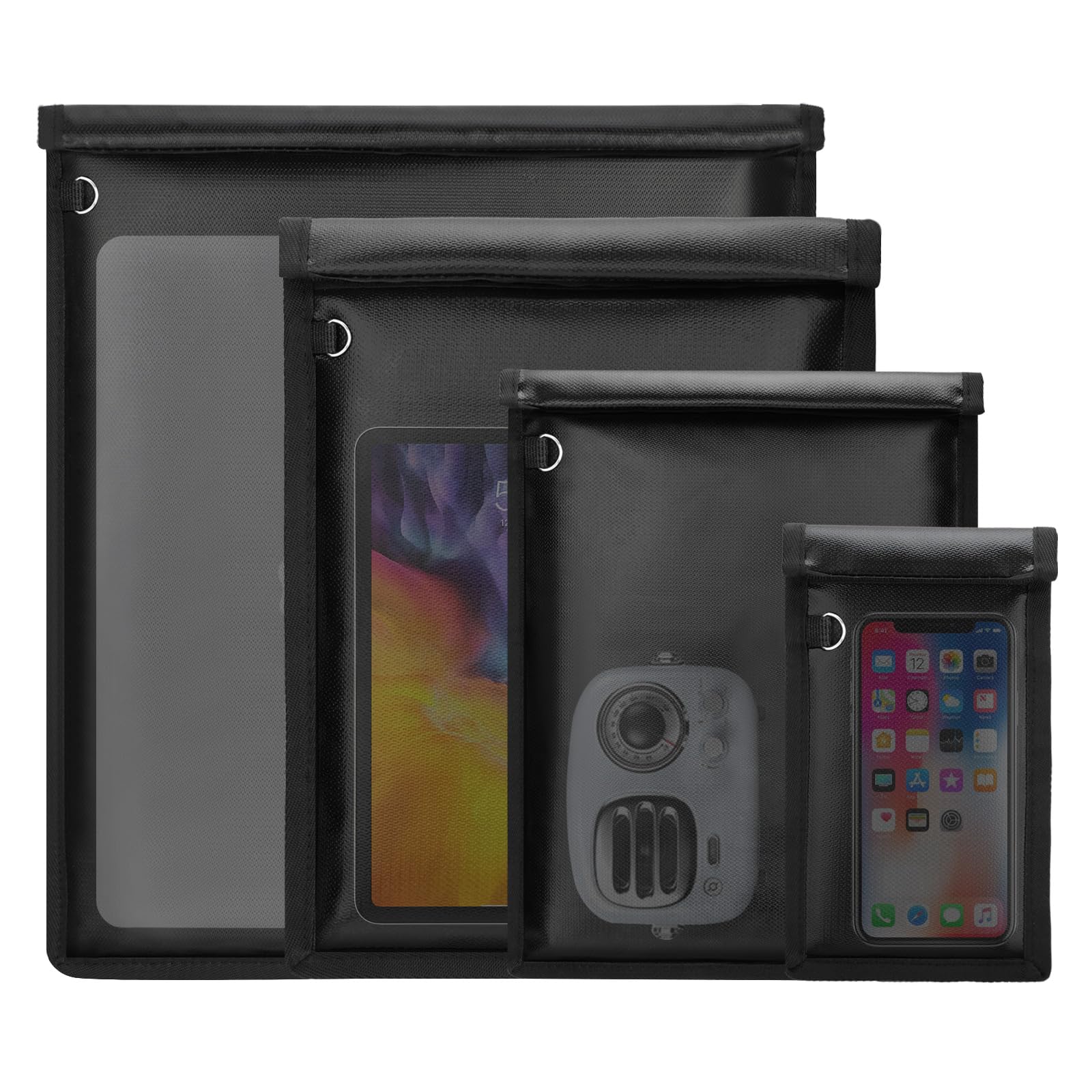 4 Pack Faraday Bags, Large Faraday Bag Emp Proof For Phones & Laptops & Tablets& Car Keys, Fireproof & Water Resistant Faraday K