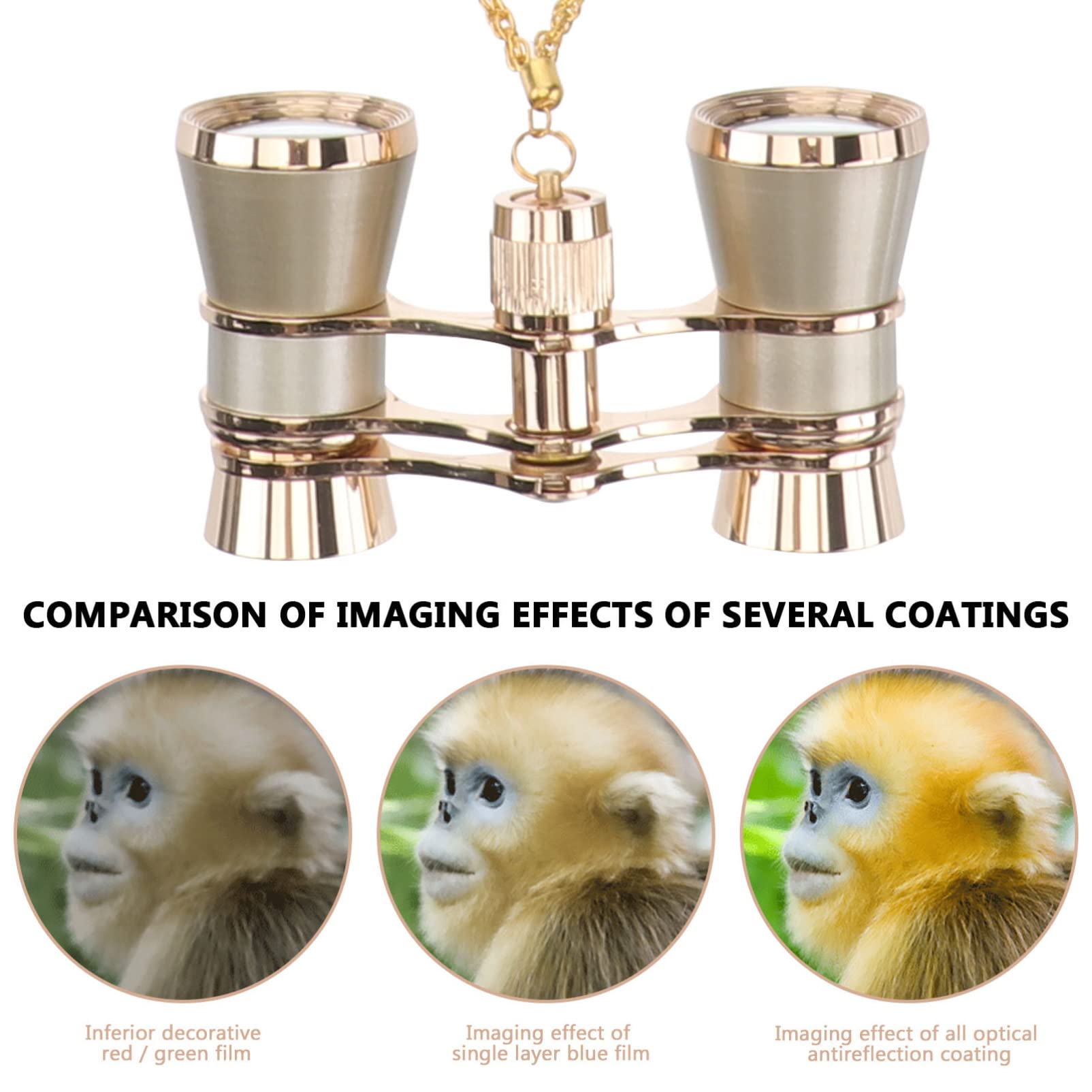 Opera Glasses Binoculars 3X25, Mini Theater Binoculars Glasses With Necklace Chain, Vision Binoculars For Women Adults In Musica