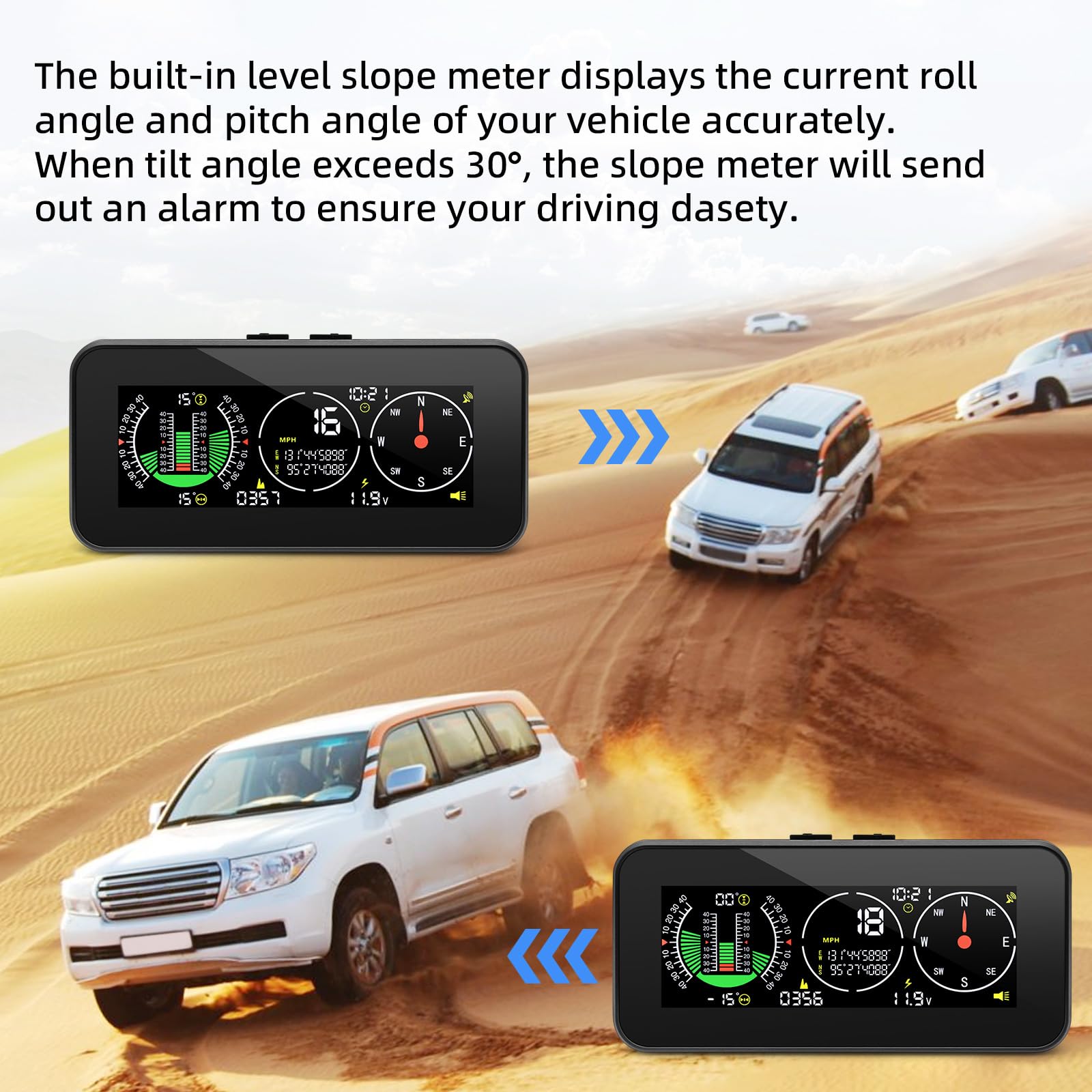 Car Inclinometer Angle Slope Meter Digital Hud Gps Level Tilt Meter Maimeimi, Real Time Multifunctional Vehicle Tilt, Pitch Angl