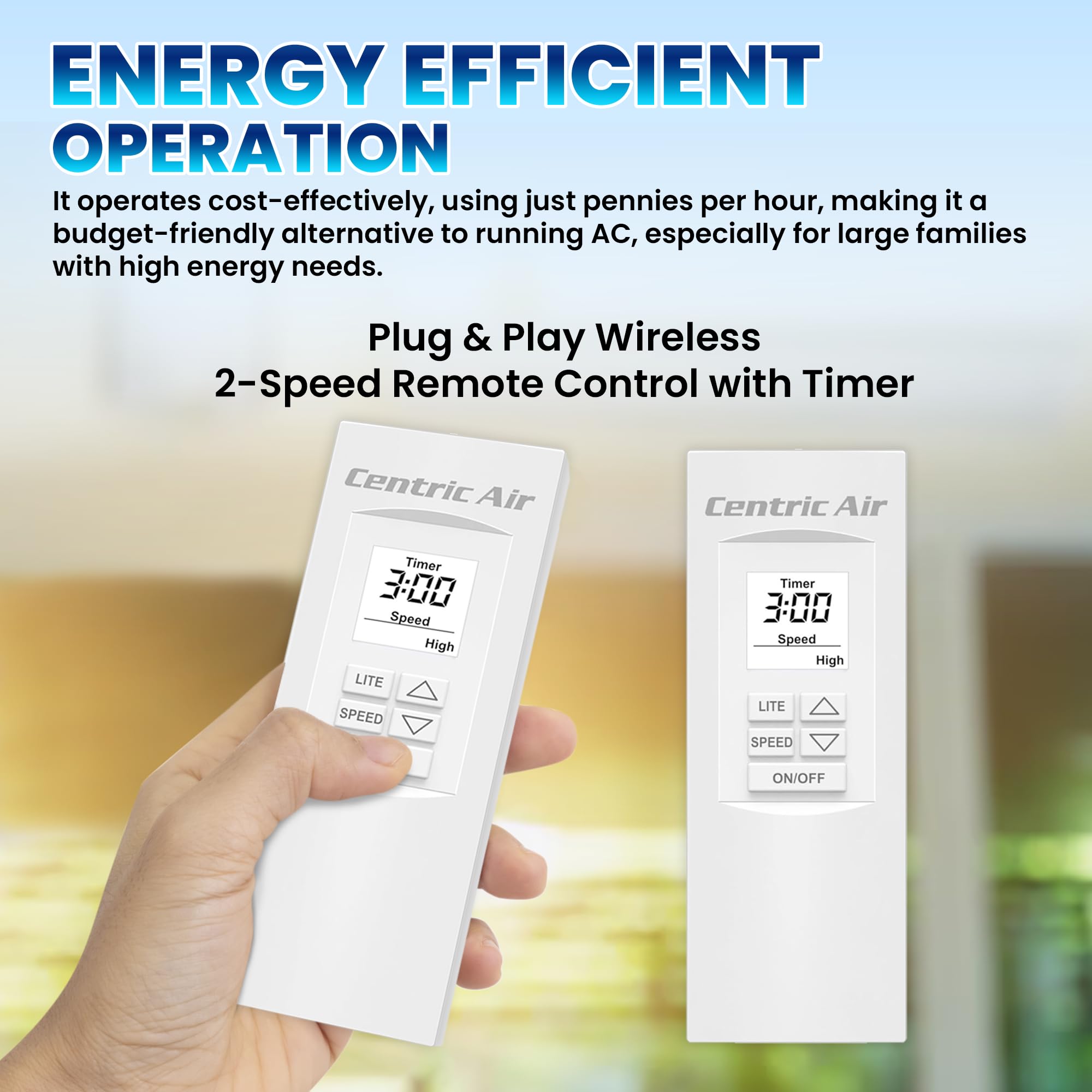 Qa-Deluxe 5500 Energy Efficient Whole House Fan - Plug & Play, 2-Speed Temperature/Timer Remote Control, Removable Grille - 10-W