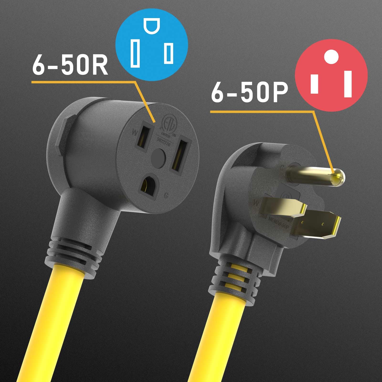 Tooliom 30A 10Awg 20Ft Welder Extension Cord 6 50P To 6 50R Heavy Duty Power Extension Cord For Welding Machines With Etl Approv
