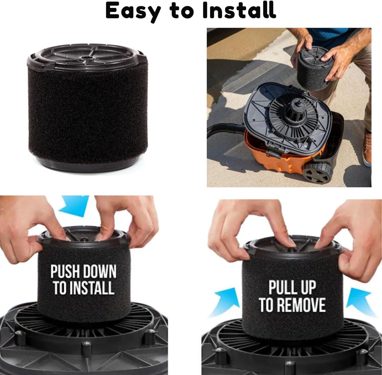 2 Pack Vf3700 Filter Compatible With Ridgid 3 4.5 Gallon Shop Vac Wet, Wet Application Foam Filter Fit Ws0301Va Ws0400De Ws14045