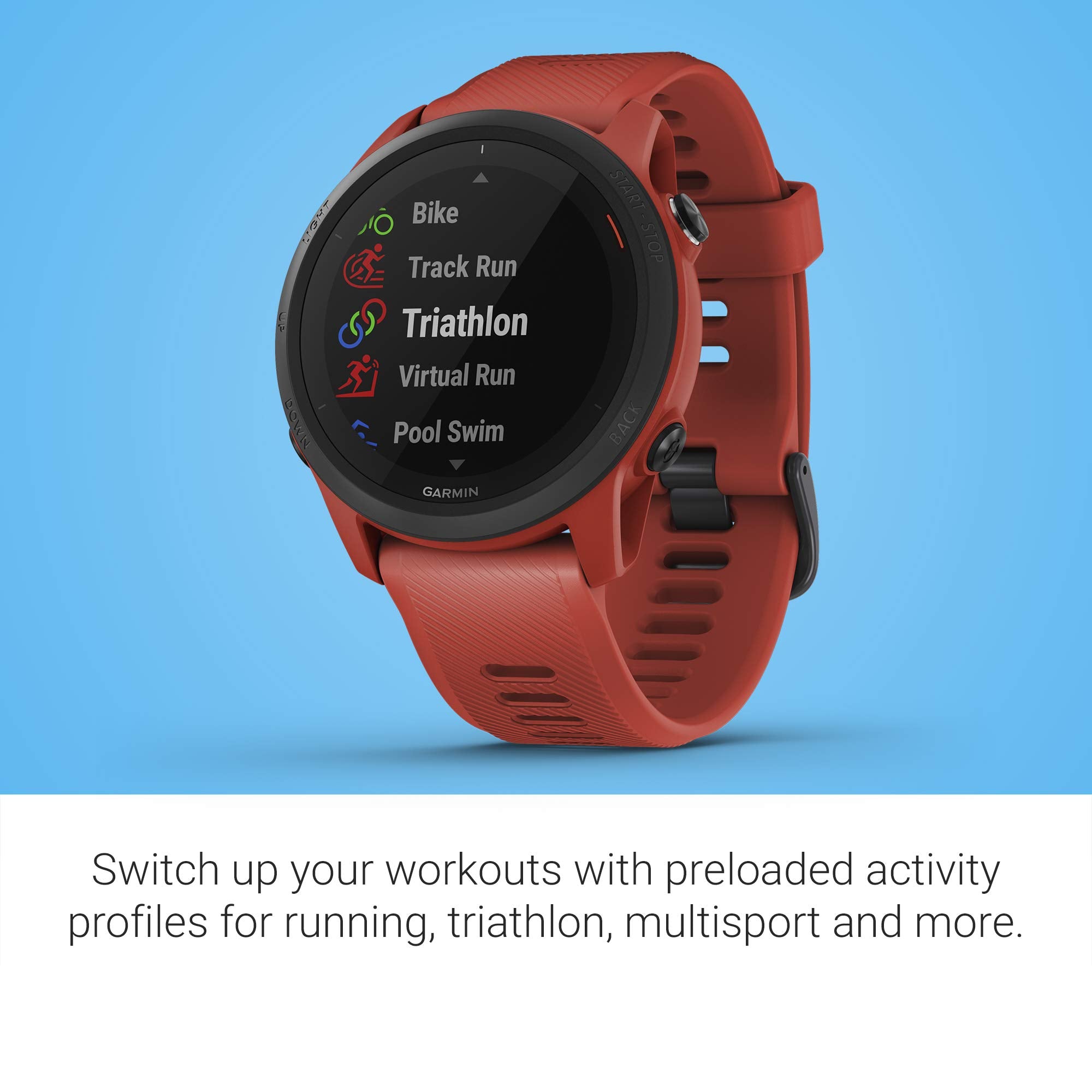 Garmin Forerunner 745, Gps Running Watch, Detailed Training Stats And On Device Workouts, Essential Smartwatch Functions, Red