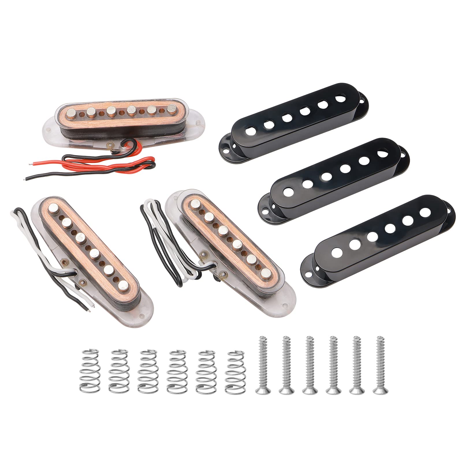 Swhmc Set Of Single Coil Pickup Set Sss For Fender Strat Style Guitar Copper Color,With Black Pickup Cover