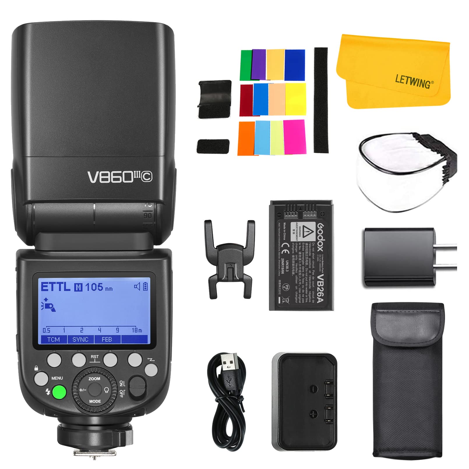 Godox V860Iii V860Iii C Flash For Canon, 2.4G Ttl Speedlight Canon Speedlite Hss 1/8000S, 7.2V/2600Mah Rechargeable Li Ion Batte