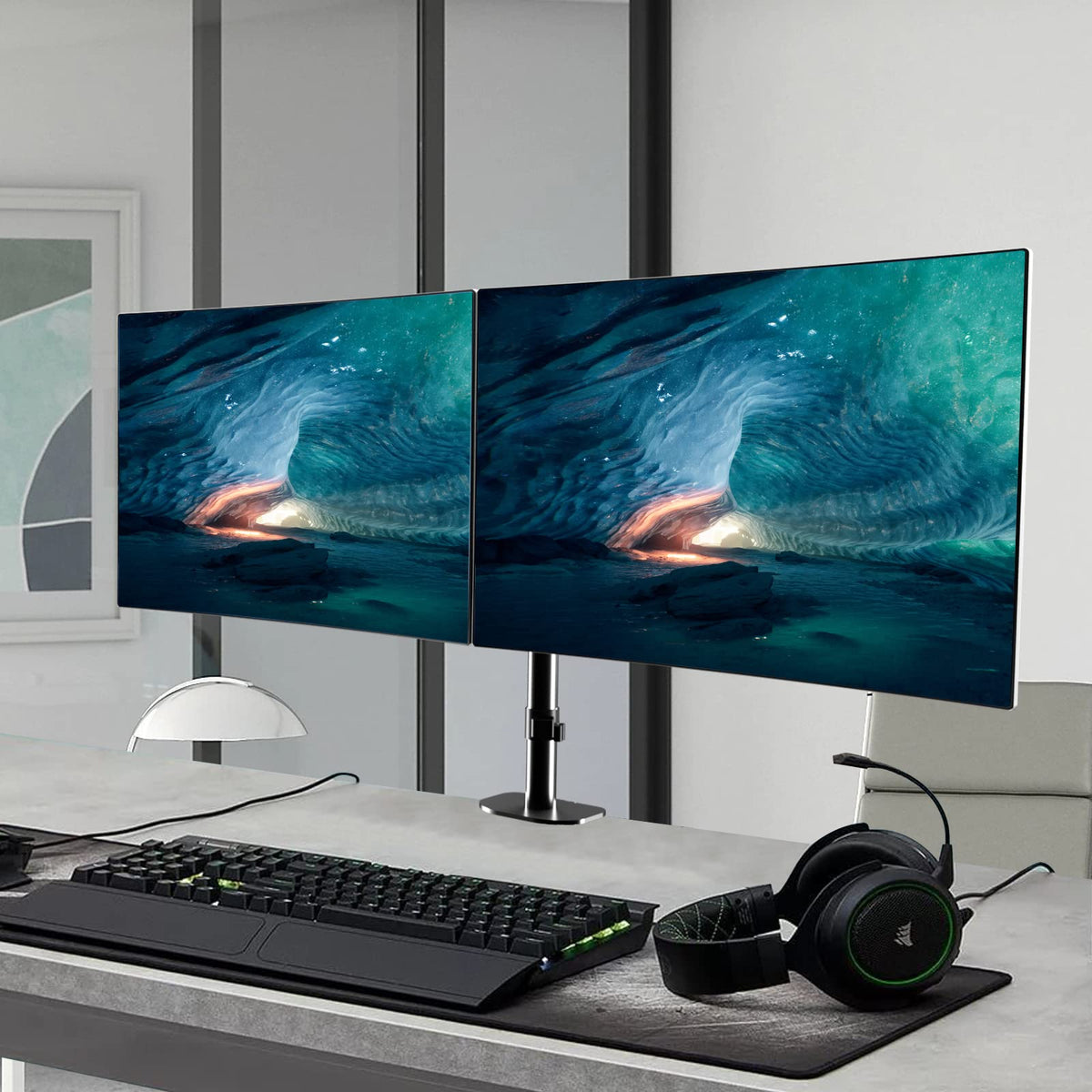 Extra Long Monitor Pholiten Dual Monitor Stand For 13 32Inch Screen,Extra Long Monitor Ar ...