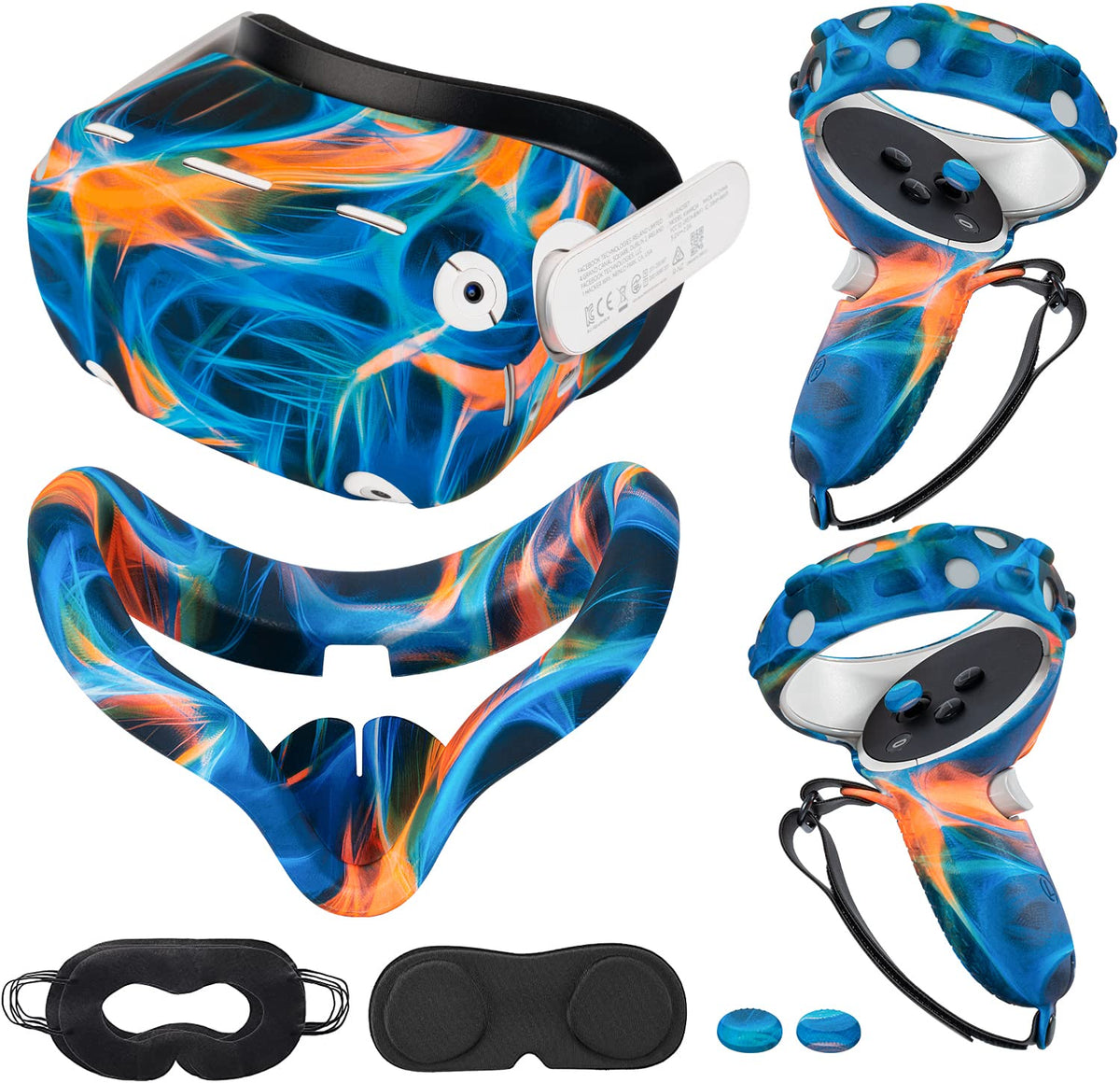 Compatible With Oculus Quest 2 Accessories, Silicone Face Cover, Vr Shell Cover,Touch Controller Grip Cover,Protective Lens Cove