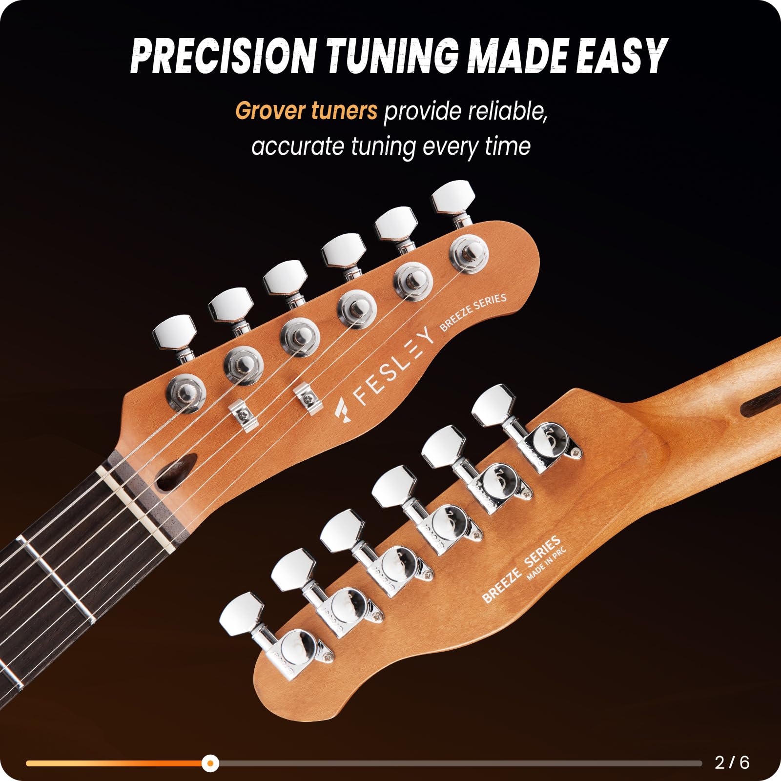 Fesley 39 Tl Style Electric Guitar:Solid Body Electric Guitars For Intermediate &Pro Players With Wilkinson Pickups,Grover Tuner