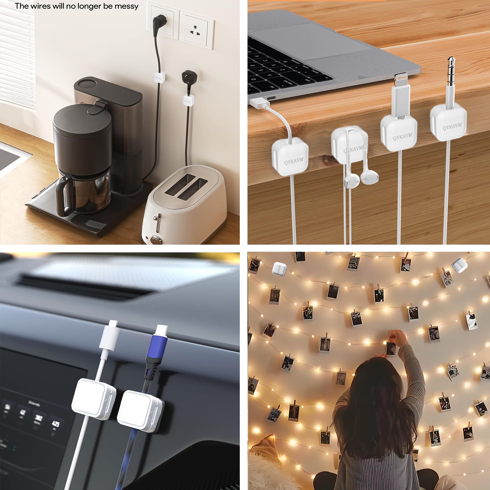 8 Pack Magnetic Cable Clips,Desk Cable Management Cord Organizer,Flip Top Magnetic Cable Clips Adhesive Wire Holder Keeper,Adhes