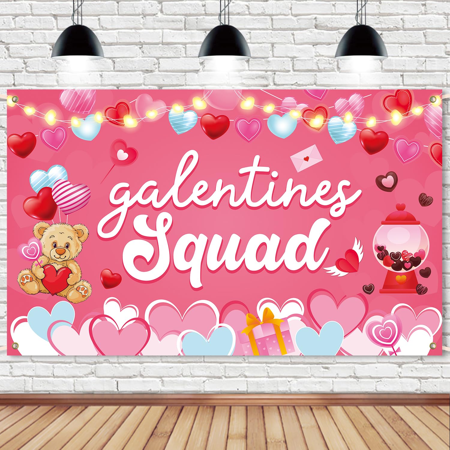 Galentines Day Photo Backdrop,Happy Galentines Day Banner, 45.3 x 70.8 Galentine Squad Photo Booth Props Background,Galentines D