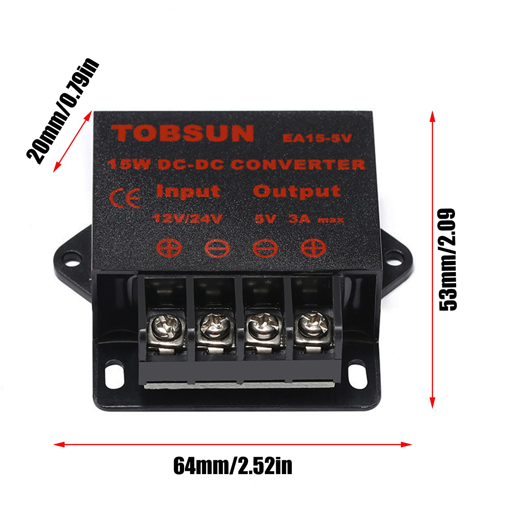 Mggi Dc/Dc 12V 24V To 5V 3A 15W Voltage Reducer Converter Regulator, Step Down Converter Regulator Dc To Dc Waterproof Power Sup