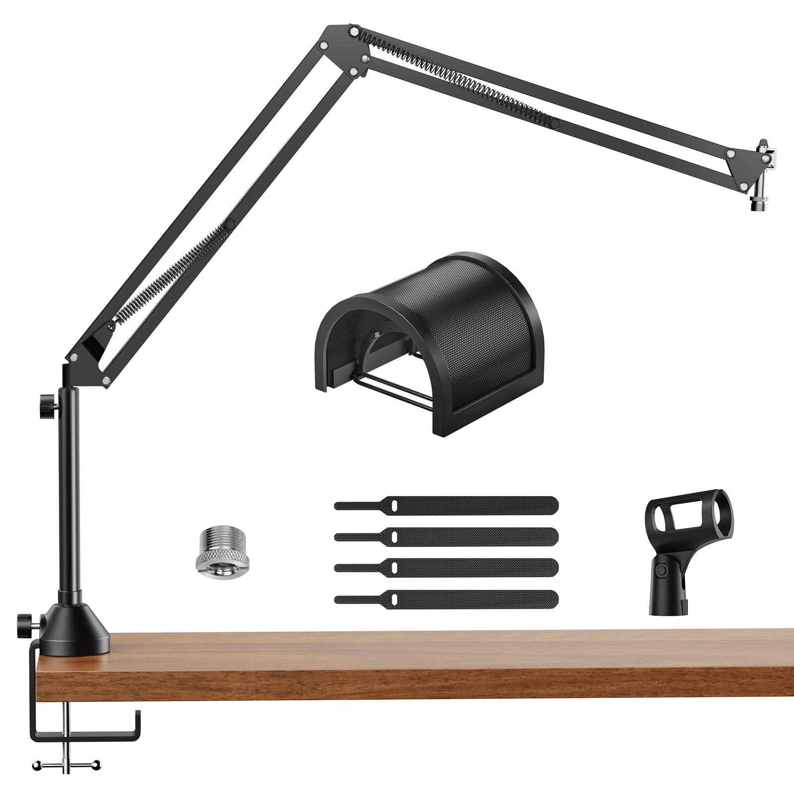TONOR Microphone Boom Arm with High Riser, Adjustable Mic Stand, Arm with Extra-large Pop Filter, Perfect for Podcasts, Streamin