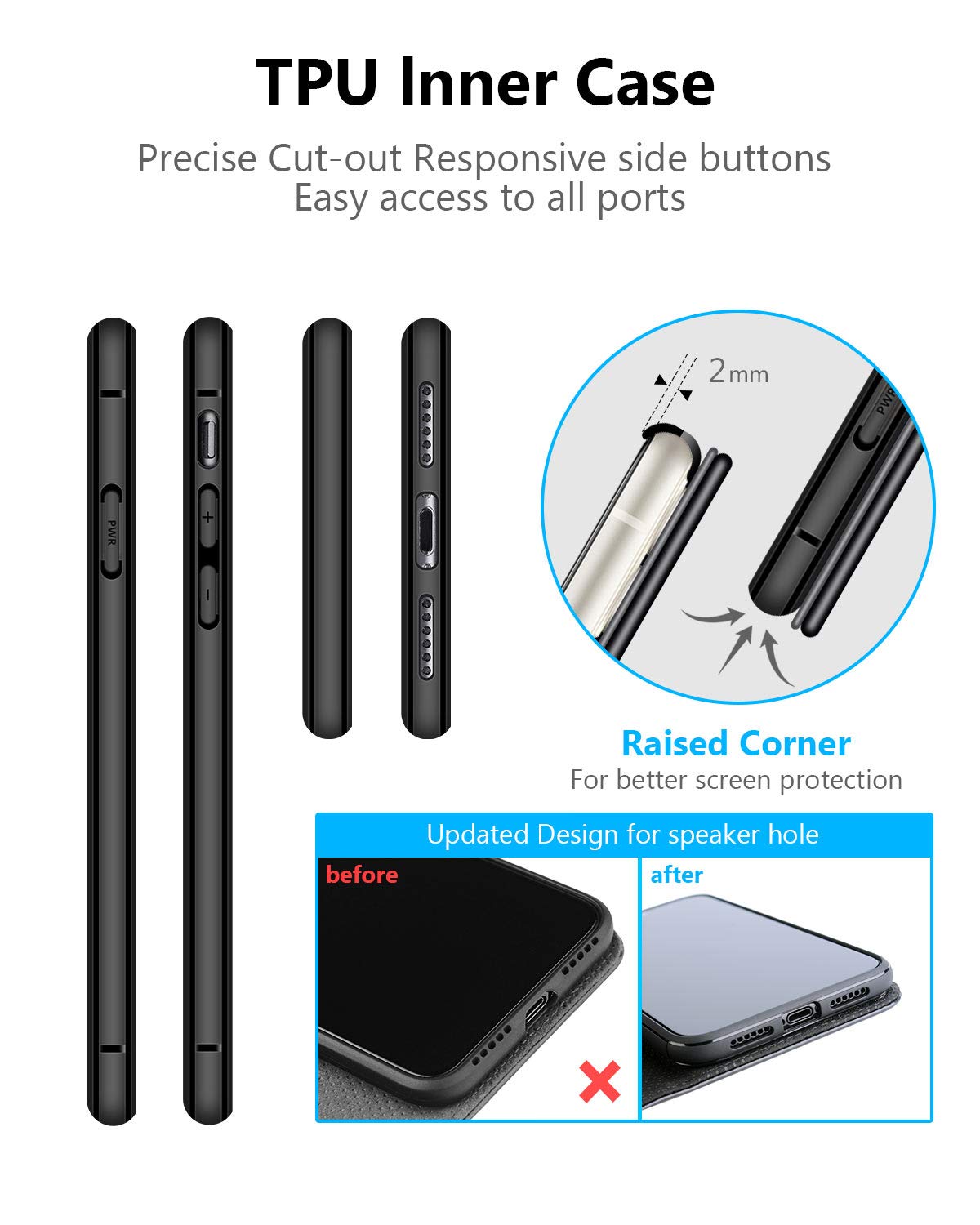 Ocase Iphone 11 Cellular Phone Case, Pu Leather Flip Case With Card Holder, Magnetic Closure, Tpu Shockproof Interior For 6.1 In