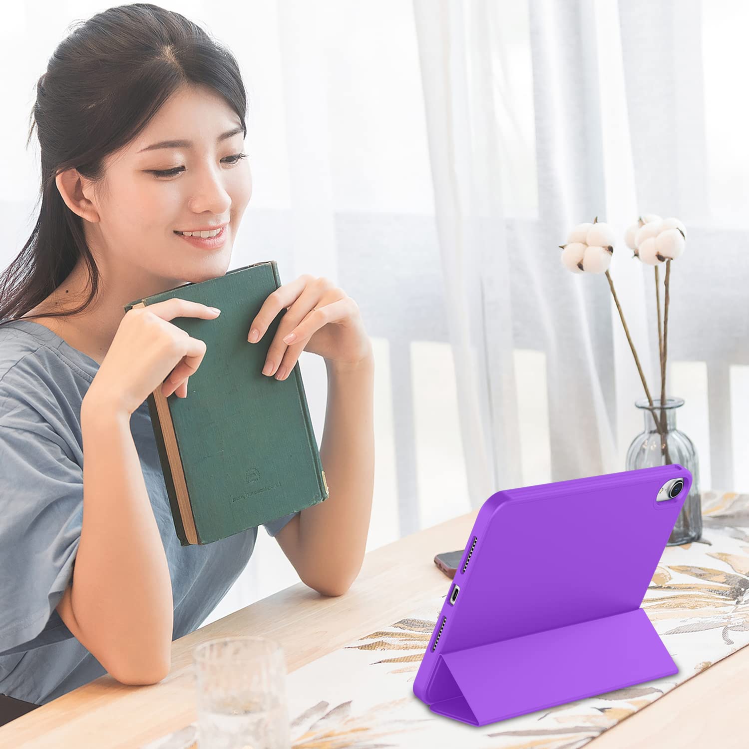 Imieet Ipad Mini 7 Case 2024 (A17 Pro), Ipad Mini 6 Case (8.3 Inch,2021 Model), Ipad Mini 7Th/6Th Generation Case With Pencil Holder, Trifold Stand Smart Case With Soft Tpu Back,Grape Purple