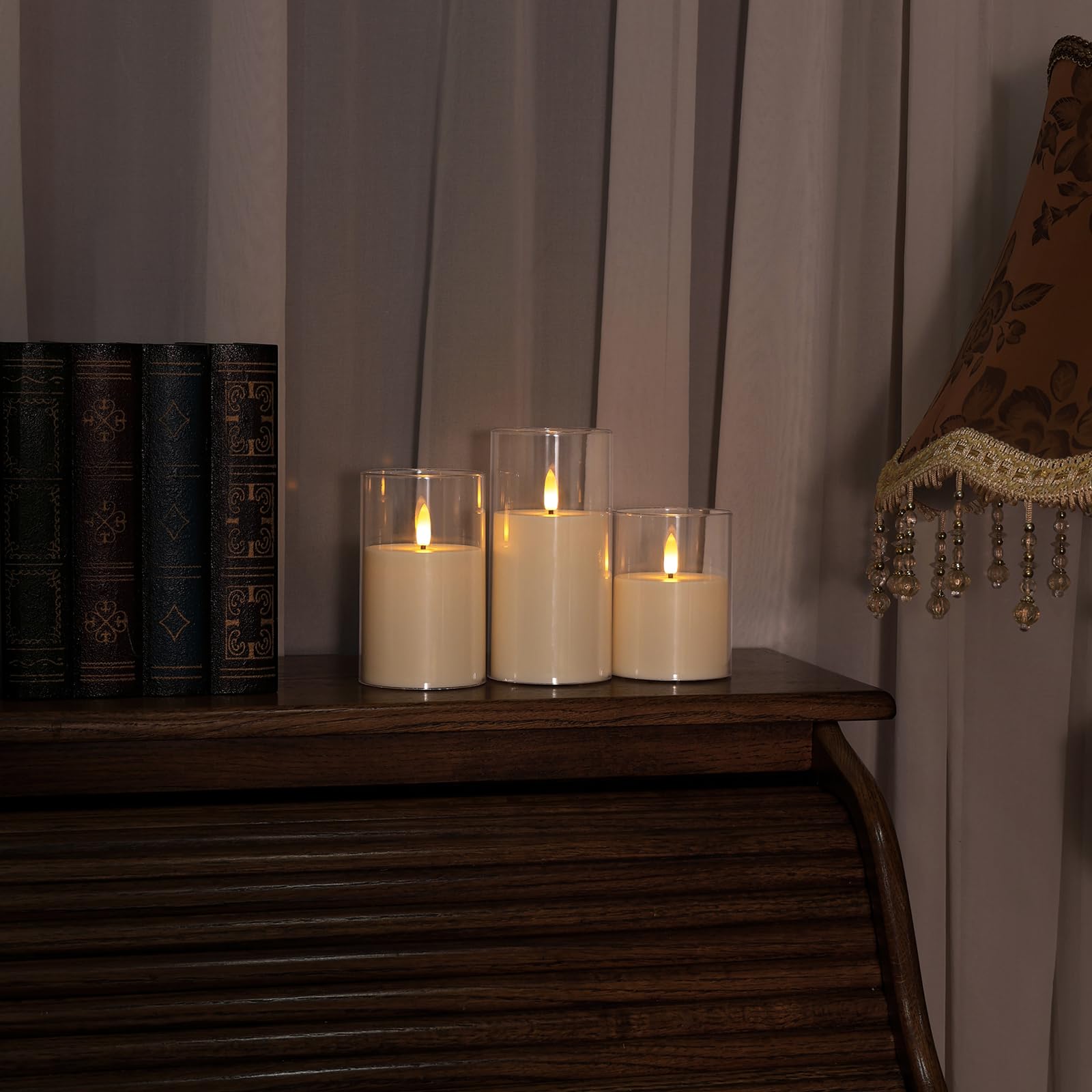 Flickering Flameless Candles With Remote, Acrylic White Candles Battery Operated, 3D Wick Led Candles Flickering With Timer, Ele