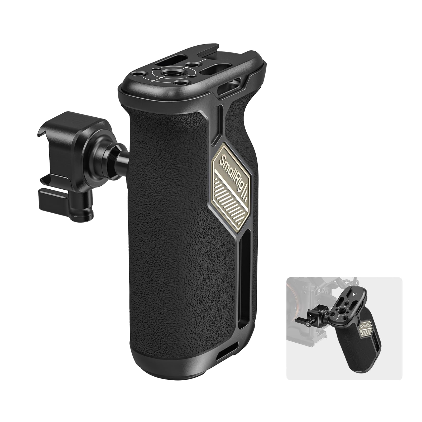 SmallRig Push-Button Rotating NATO Side Handle for Left and Right Hand, 360 Rotatable Side Handle with Anti-Slip Silicone, Camer