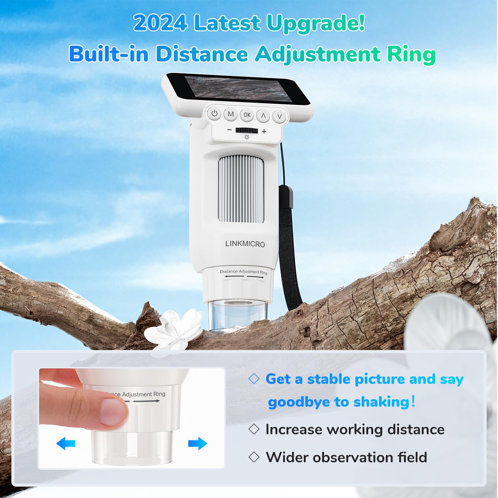 Lm013 Microscope For Kids Adults, Portable Microscope Science Kit For Kids 8 12, Handheld Pocket Mini Kids Microscope With 2.8''