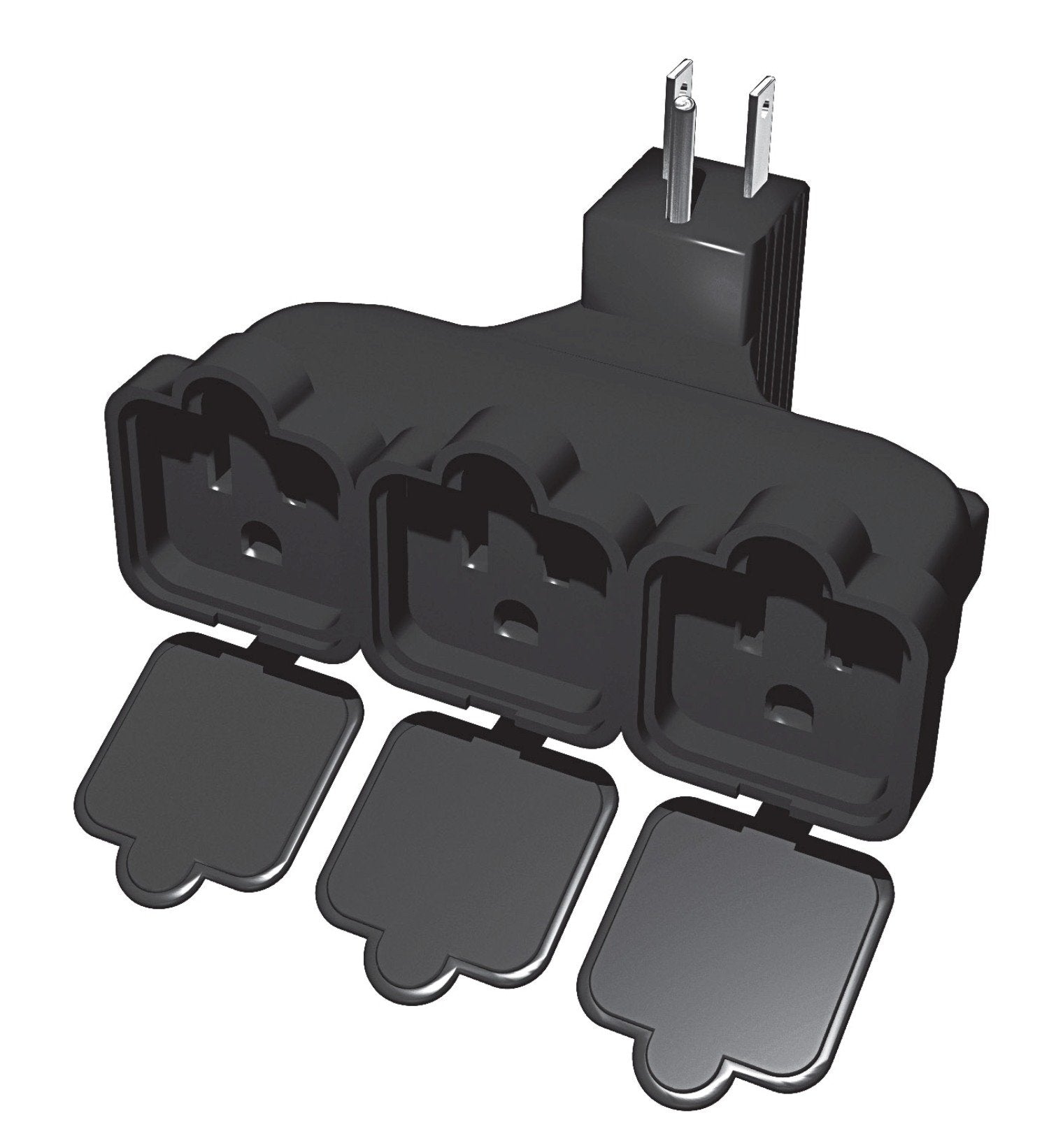 Stanley 31110 Plugmax Outdoor Grounded 3 Outlet Covered Adapter, Black