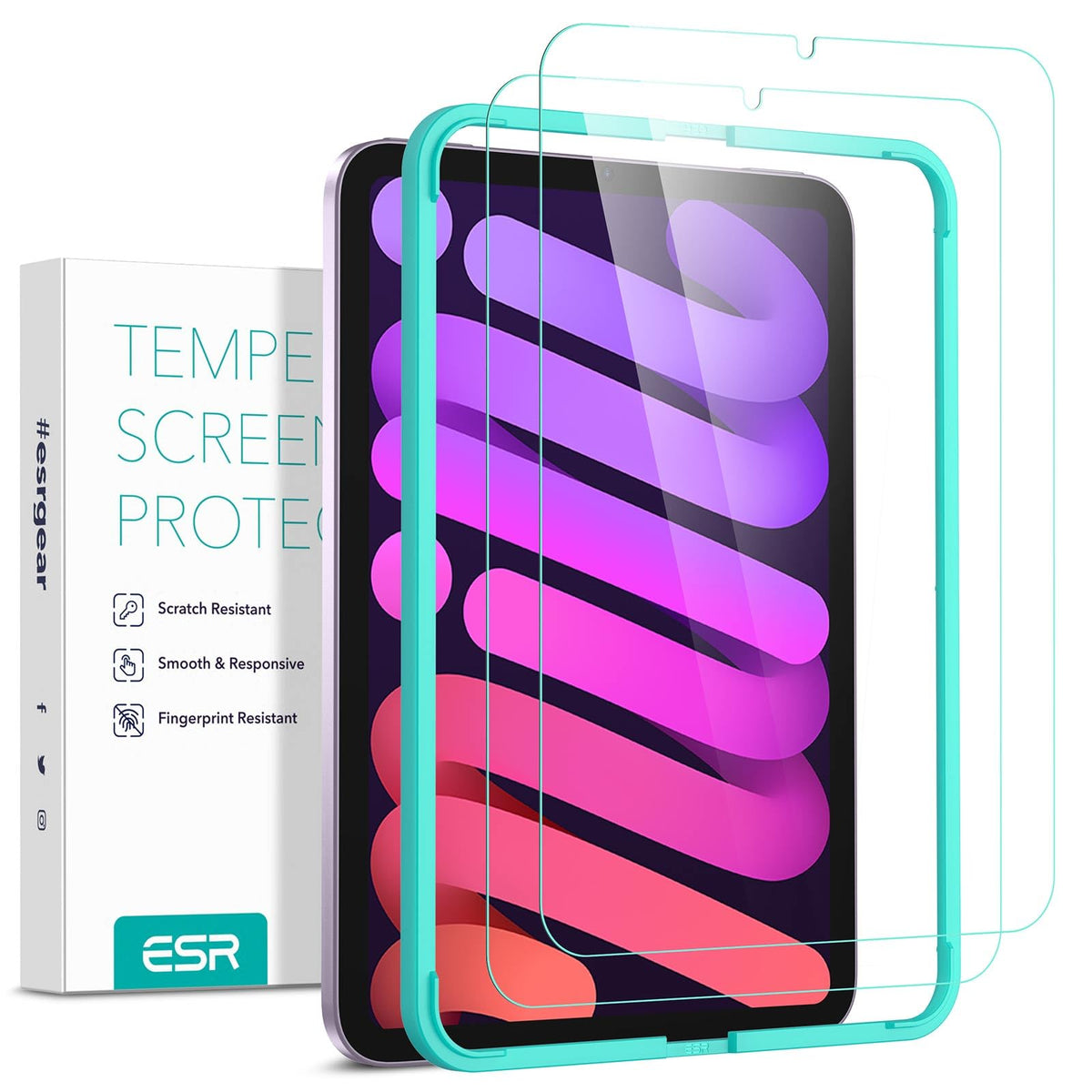 Esr 2 Pack Screen Protector For Ipad Mini 7 (A17 Pro), Ipad Mini 7Th/6Th Generation(8.3 Inch, 2024/2021), Tempered Glass With Alignment Frame, Anti-Scratch, Hd Clear, Apple Pencil Pro/Usb-C Compatible