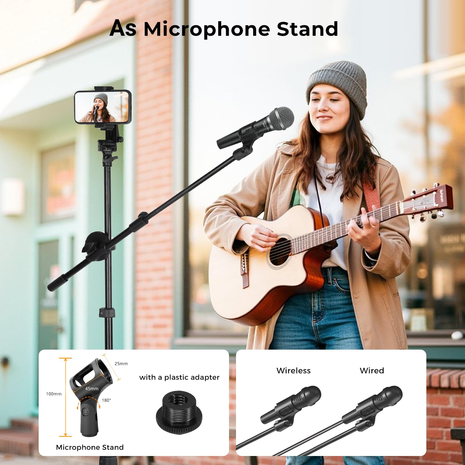 Aureday 12'' Selfie Ring Light With Stand And Phone Holder, Overhead Ringlight Tripod For Iphone Photography-Led Circle Lighting