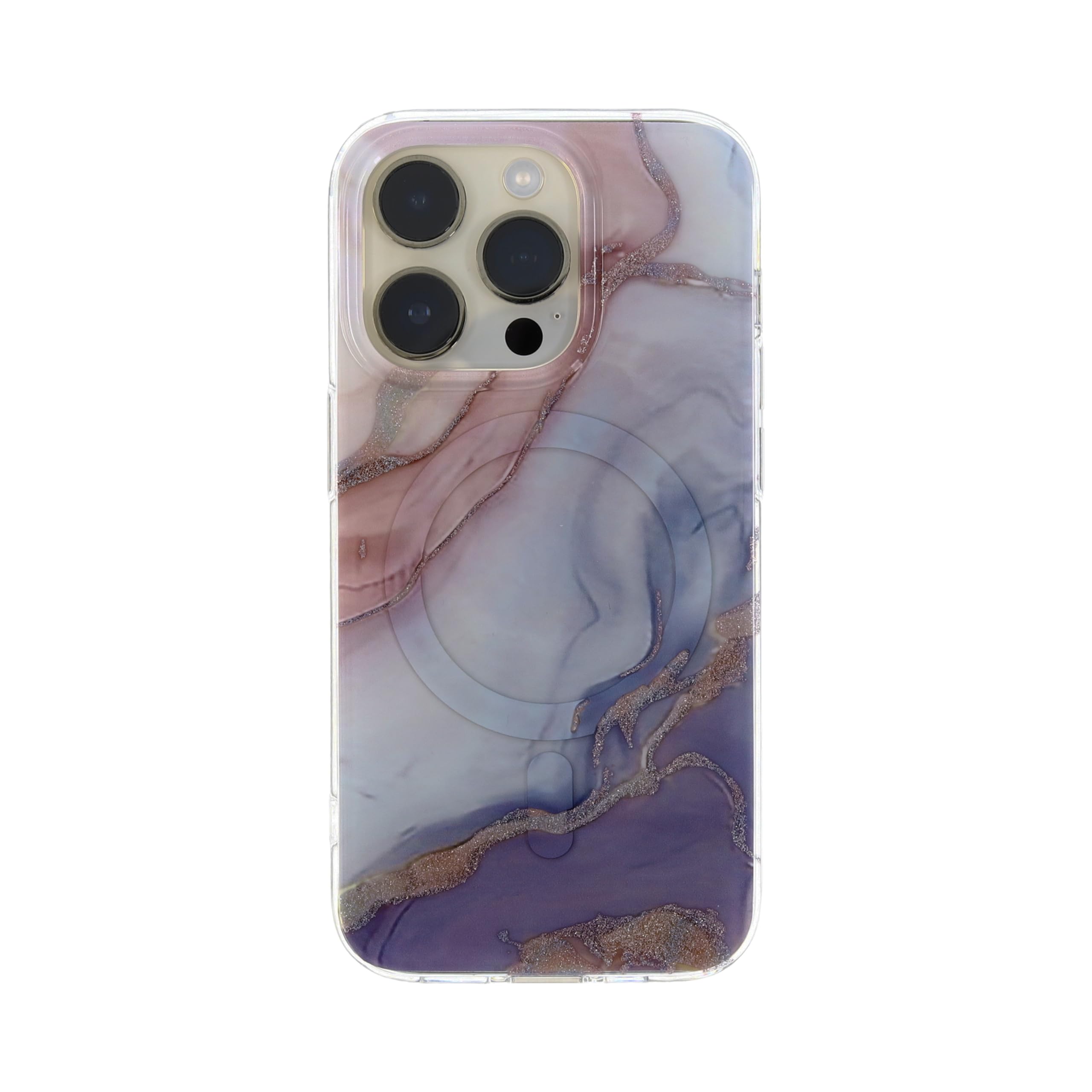 Katti Case Premium Marble Pattern Case for The iPhone 14 Pro, Deep Purple and White Design with Silver and Gold Leaf Accents, Im