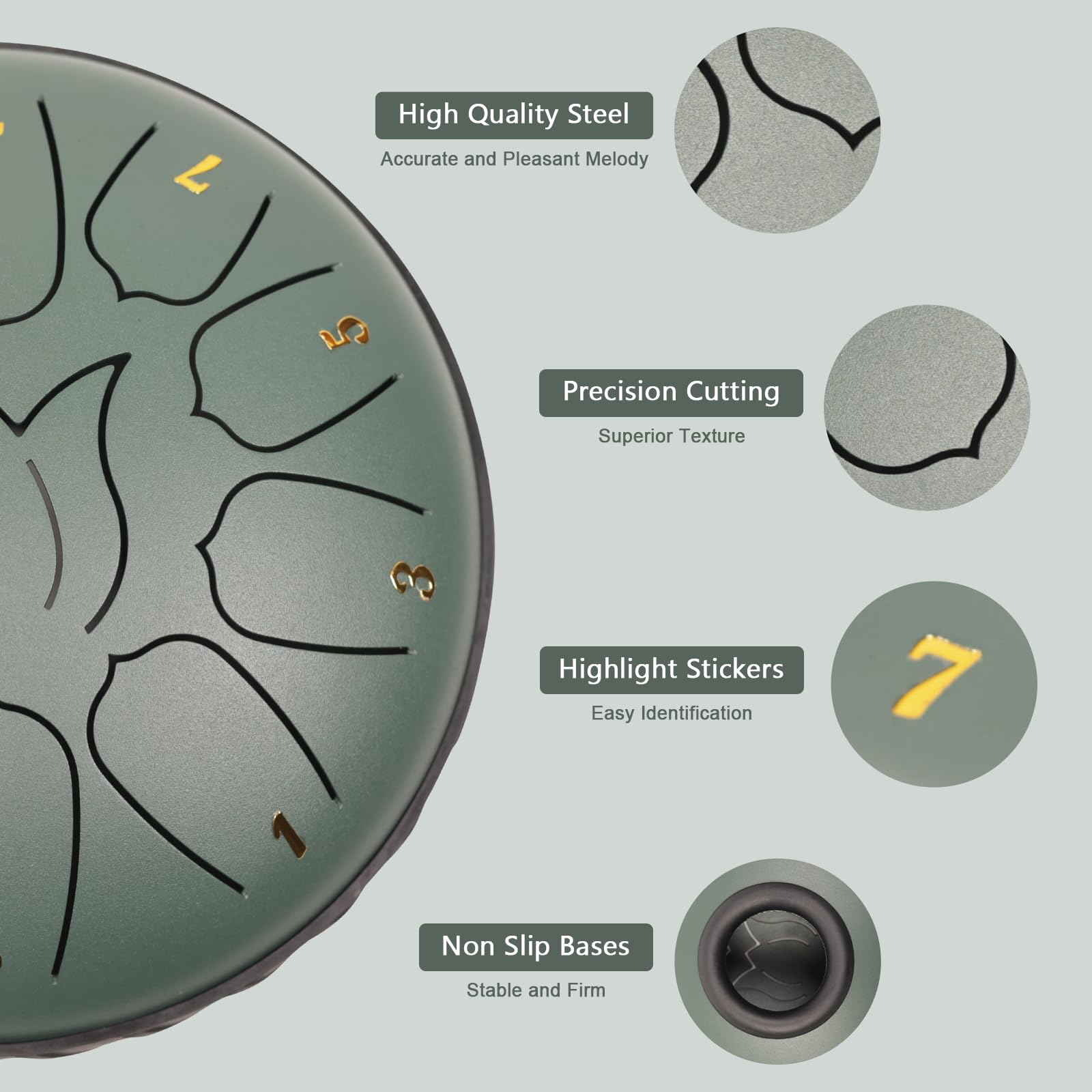 Jytmus Steel Tongue Drum 11 Notes 6 Inches Steel Drum With Drum Bag, Music Book, Drum Mallets, Mallet Holder, Finger Picks And S