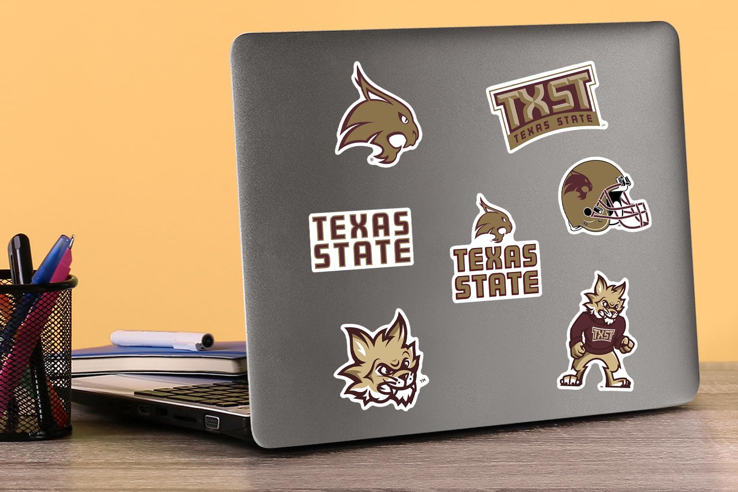 Texas State University Mixed 50Ct Vinyl Large Deluxe Stickers Variety Pack   Laptop, Water Bottle, Scrapbooking, Tablet, Skatebo