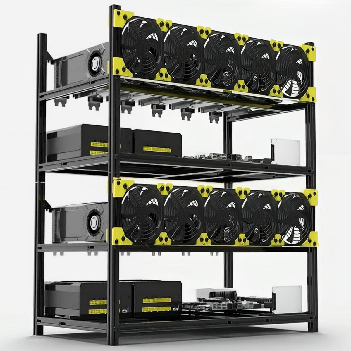Veddha V3C 6 Gpu Mining Case Aluminum Stackable Mining Rig Open Air Frame Case With Fan Mount   Ethereum(Eth,Etc)/Zcash(Zec)/Monero(Xmr)/Bitcoin(Btc)/Siacoin(Sc)