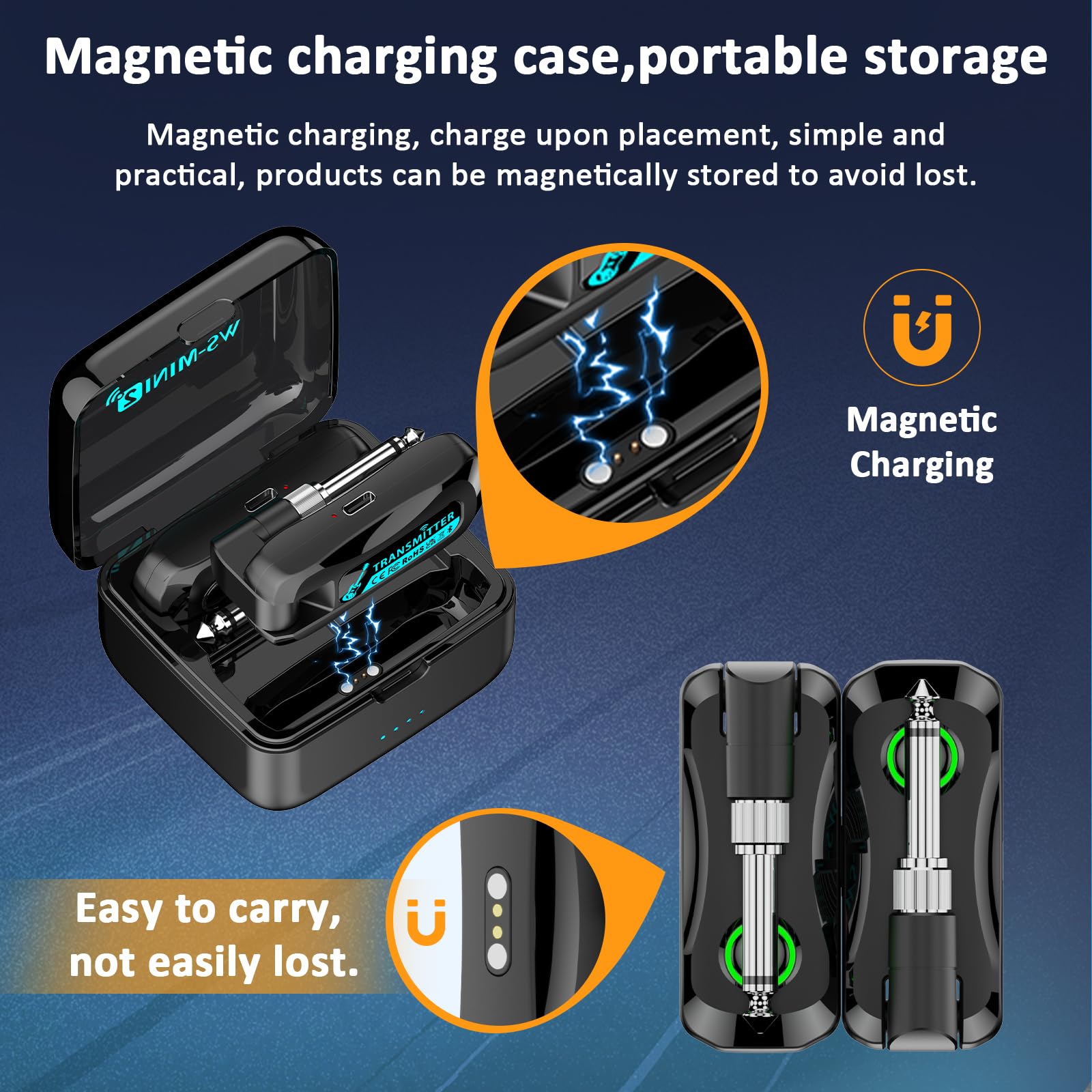 2.4Ghz Wireless Guitar System With Charging Case, Rechargeable Wireless Guitar Transmitter Receiver With 4 Channels For Electric