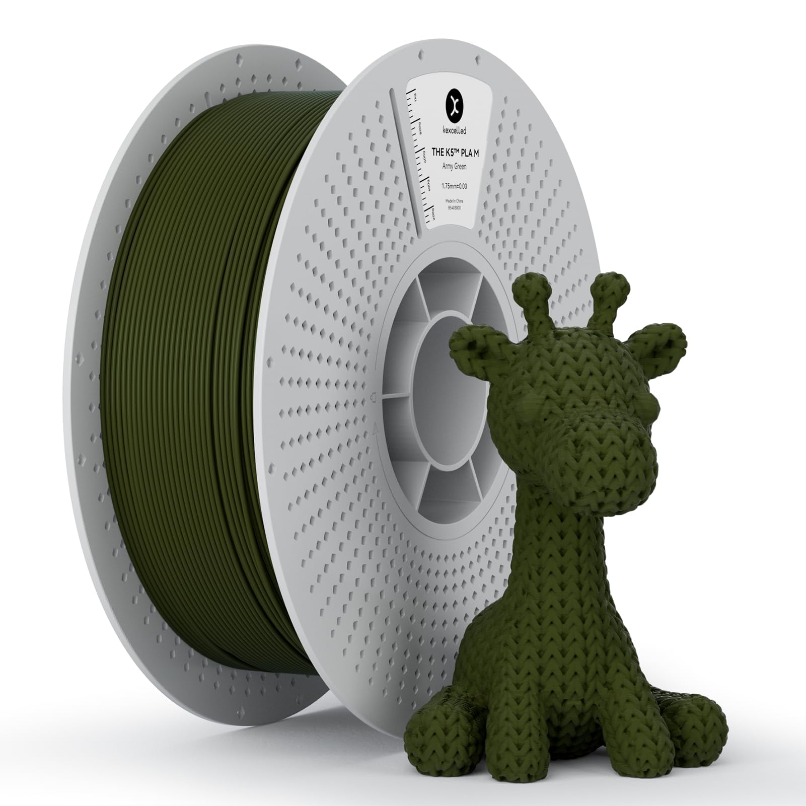 kexcelled Matte PLA Filament 1.75mm,Matte Army Green PLA 3D Printer Filament 1kg Spool (2.2lbs) with +/-0.03mm Accuracy,Upgraded