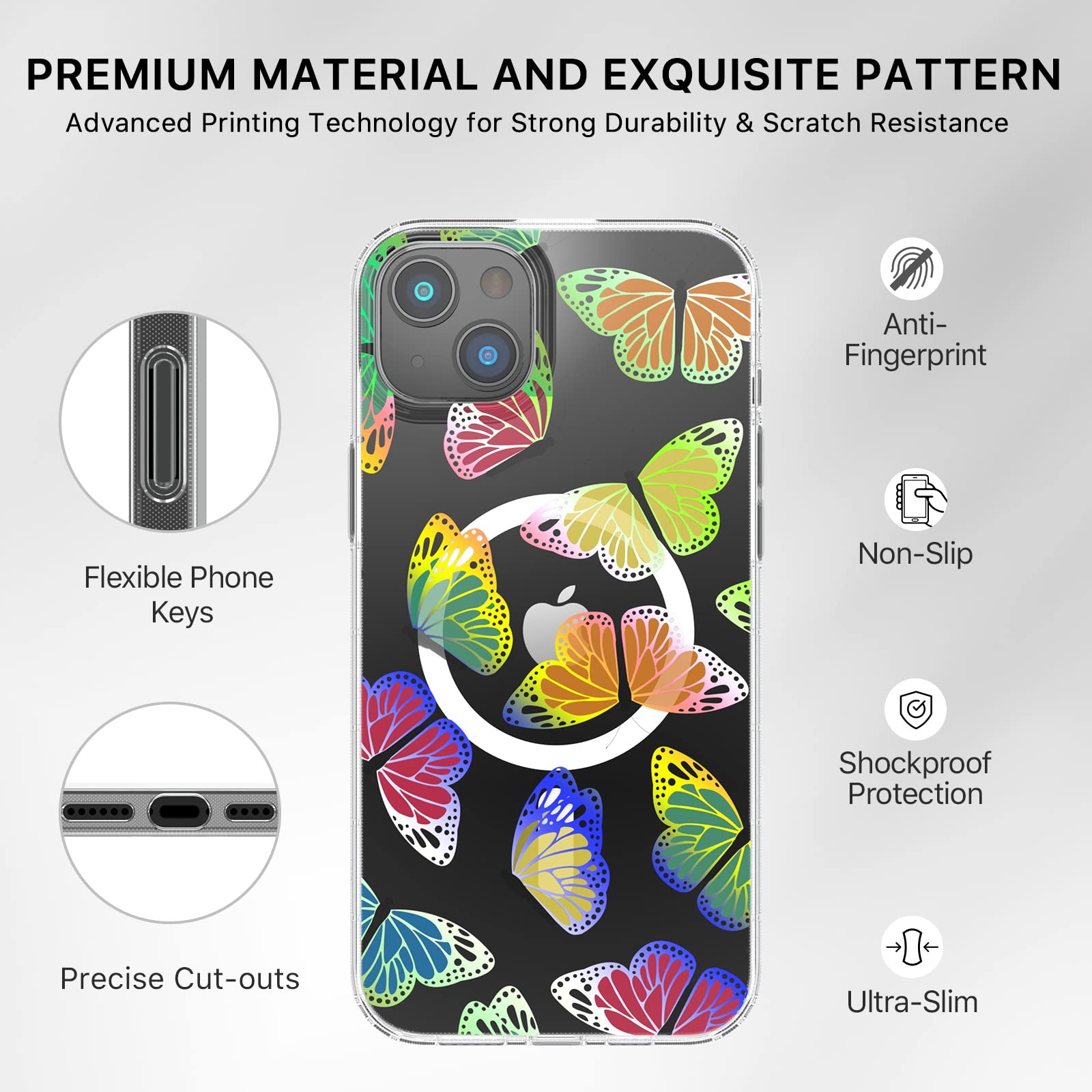 Mybat Pro Magnetic Slim Clear Case For Iphone 14 Case 6.1, Compatible With Magsafe, Cute Crystal Mood Series For Women Girls, Mi