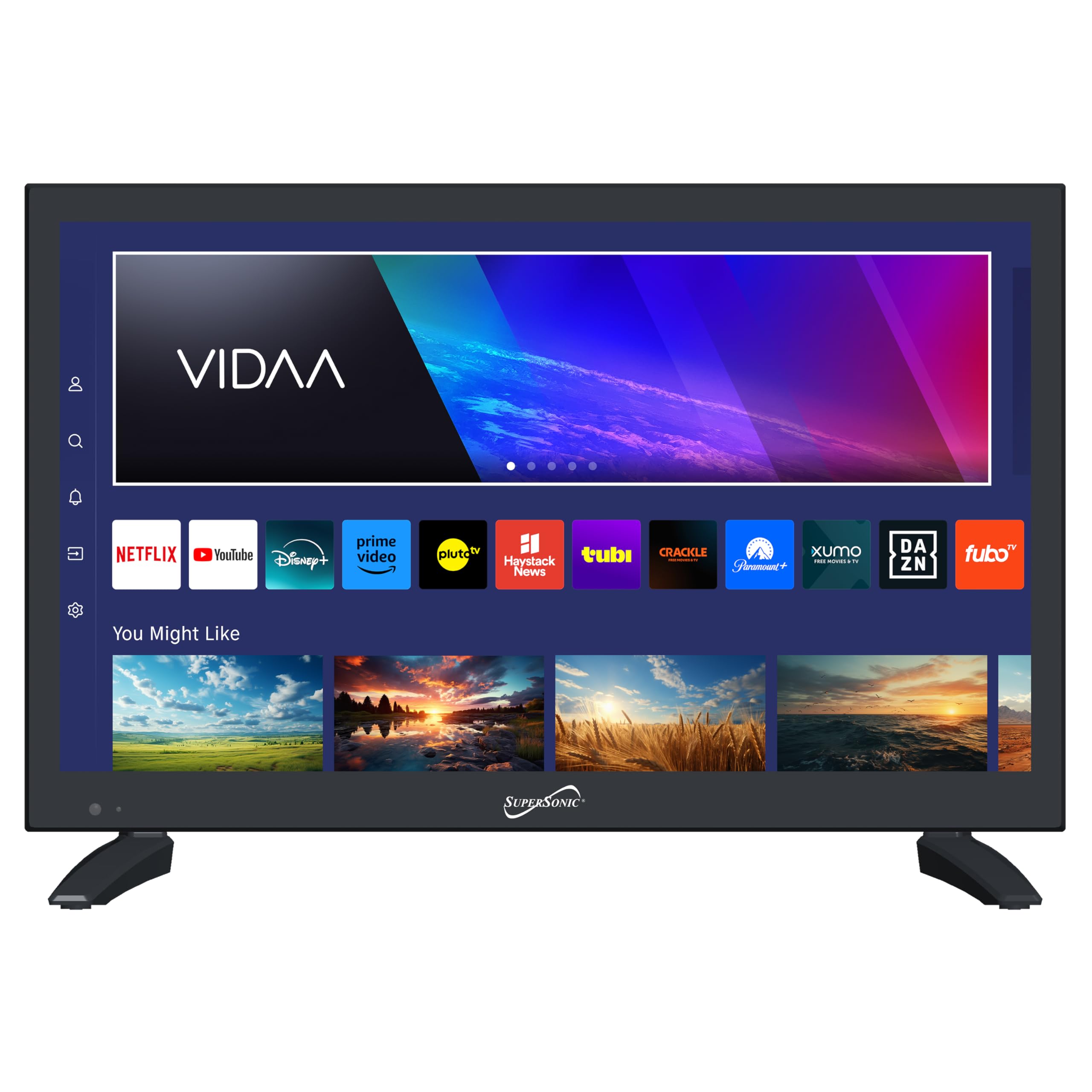 Supersonic Sc 1920Vtv 18.5Inch Smart Ac/Dc Led Tv, Powered By Vidaa, 1080P, Wifi, Built In Speakers, Usb, 3X Hdmi Arc, For Kitch
