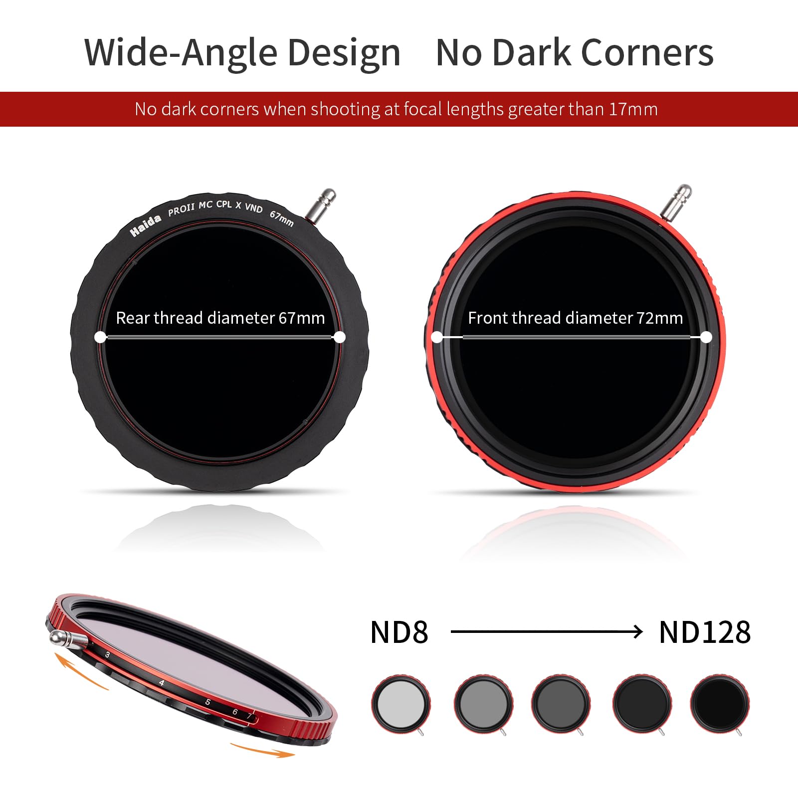 Haida 77Mm Combo Cpl/Vnd Filter Pro Ii Multi Coating Circular Polarizer + Variable Neutral Density Waterproof Scratch Resistant