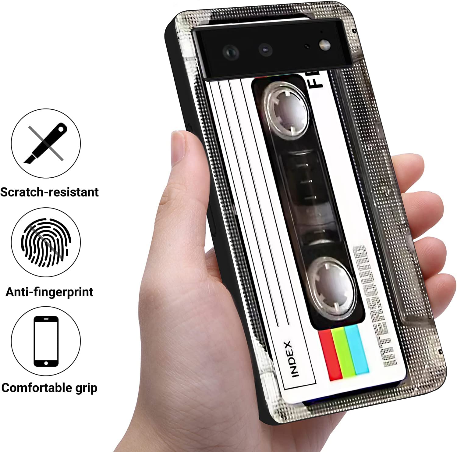 Compatible With Google Pixel 6 Case, Cool Vintage 80S 90S Music Cassette Mixtape Retro Soft Tpu Fashion Cool Slim Shockproof Pro
