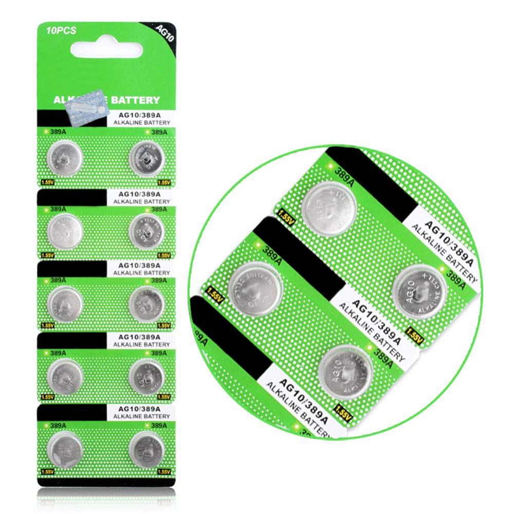 Cotchear 10pcs AG10 Button Cell Batteries LR1130 Button Cell Battery 1.5V 1130 Battery Button Cell 389 SR54 189 SR1130 LR54 Batt