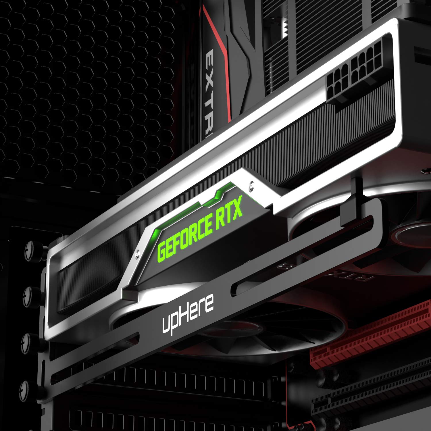 upHere GL05 Graphics Card GPU Brace Support, Anodized Aluminum, Black Holster for Single/Dual Slot Cards - Not for 3080 Ti