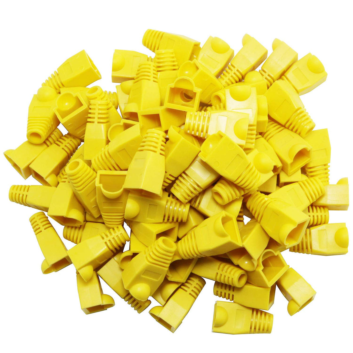 Ruiling 100Pcs Yellow Cat5E Cat6 Rj45 Ethernet Network Cable Strain Relief Boots Cable Connector Plug Cover