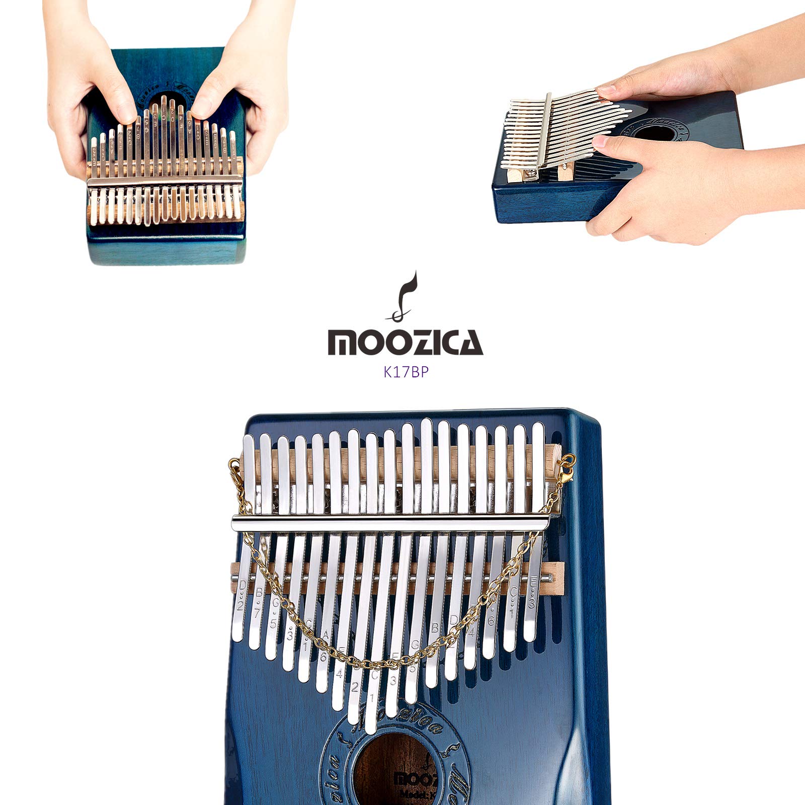 Moozica 17 Keys Kalimba Thumb Piano, Solid Mahogany Wood Professional Marimba Mbira With Piano Lacquer Finishing Musical Instrum