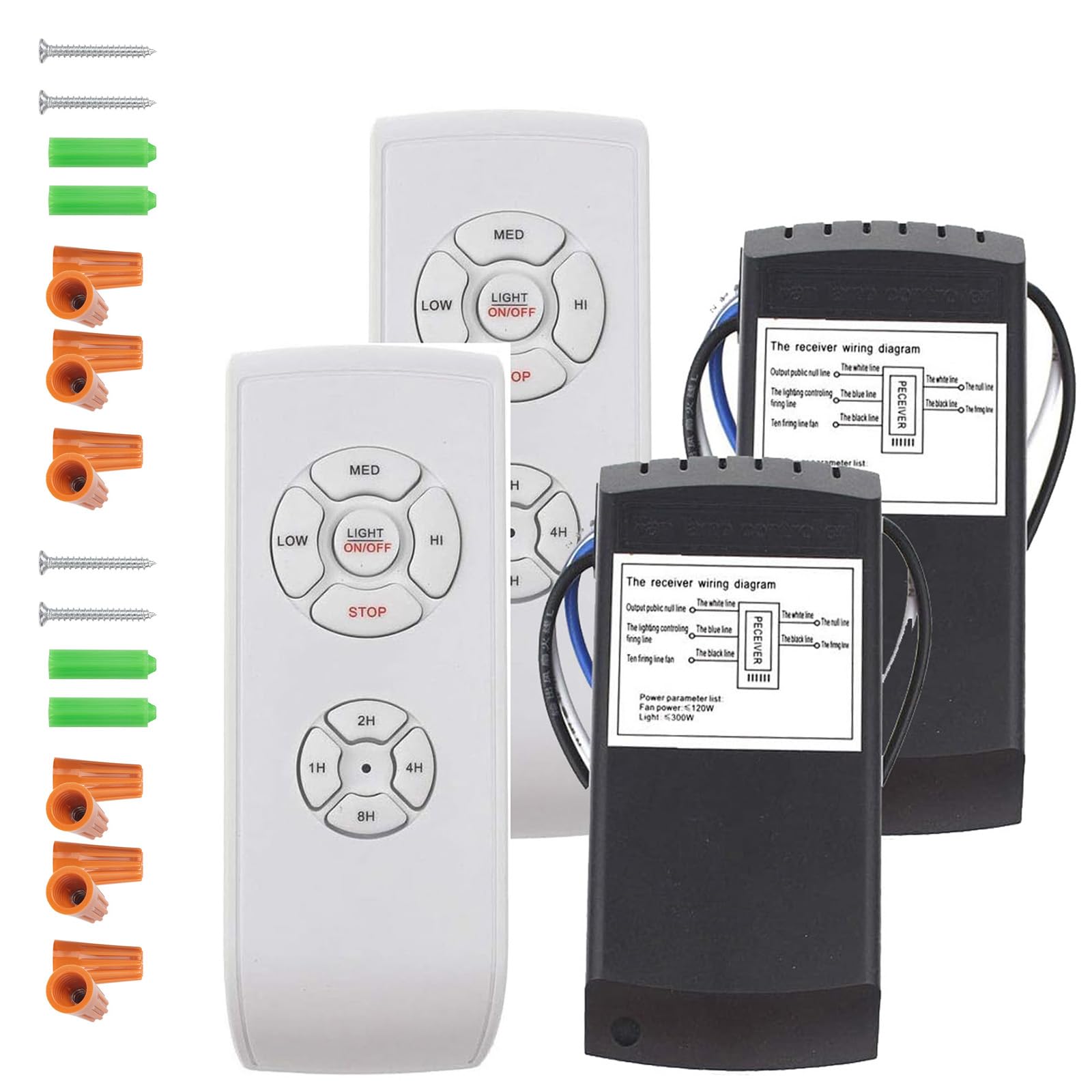 Lphumex 2 Pack Universal Ceiling Fan Remote Control Kits, 3 In 1 Fan Speed, Timing And Light Wireless Remote Control For Ceiling