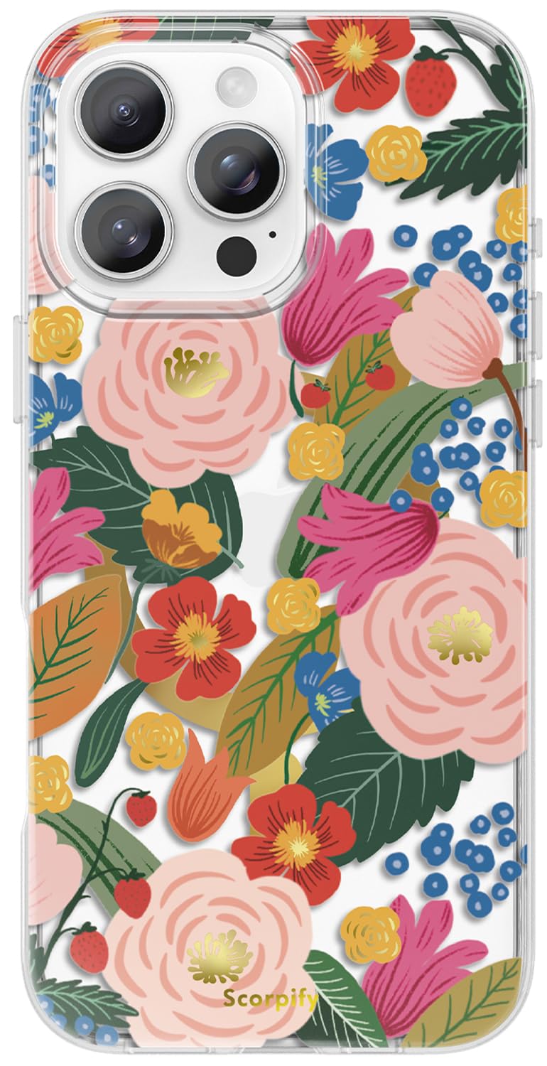 Scorpify For Iphone 16 Pro Max Case [Compatible With Magsafe] With Camellia Blossom Floral Design, Cute Clear Flower Magnetic Ph